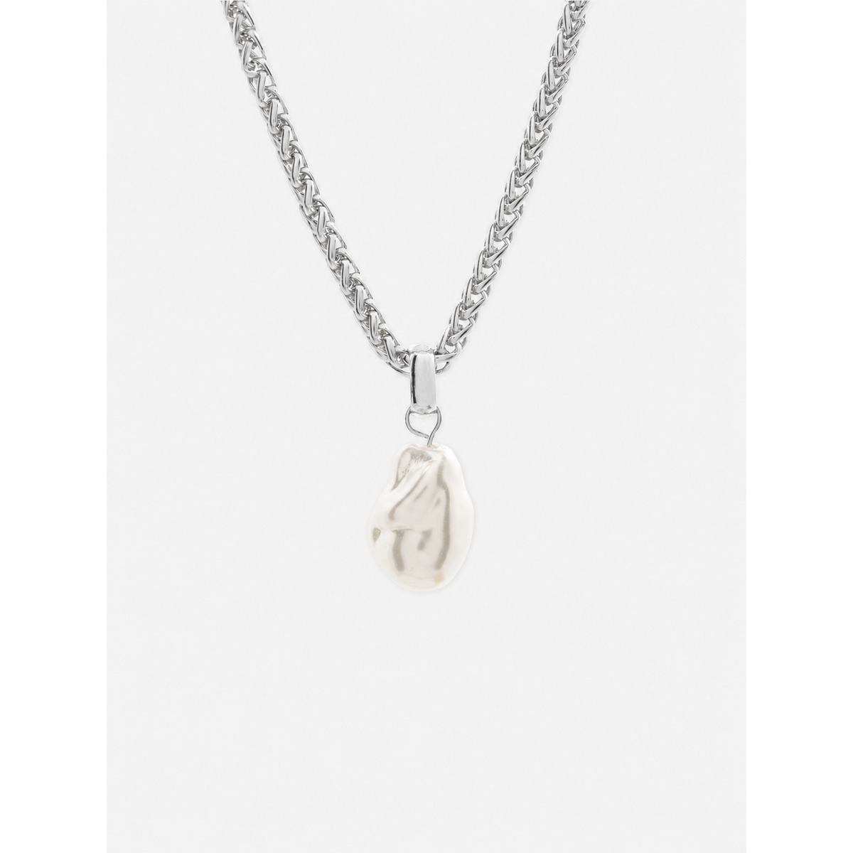 Organic Pearl Sterling Silver Plated Pendant Necklace