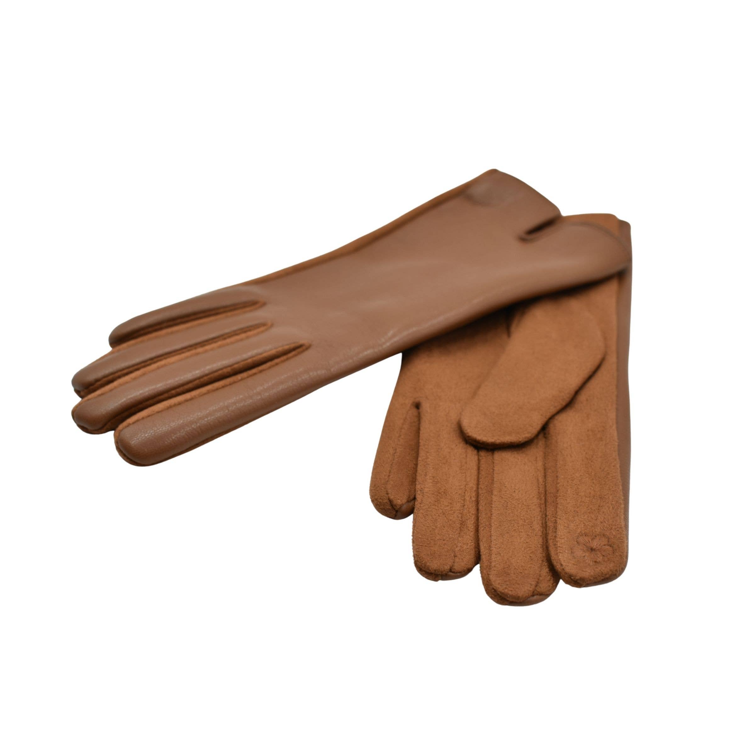 Tan: Faux Leather Gloves
