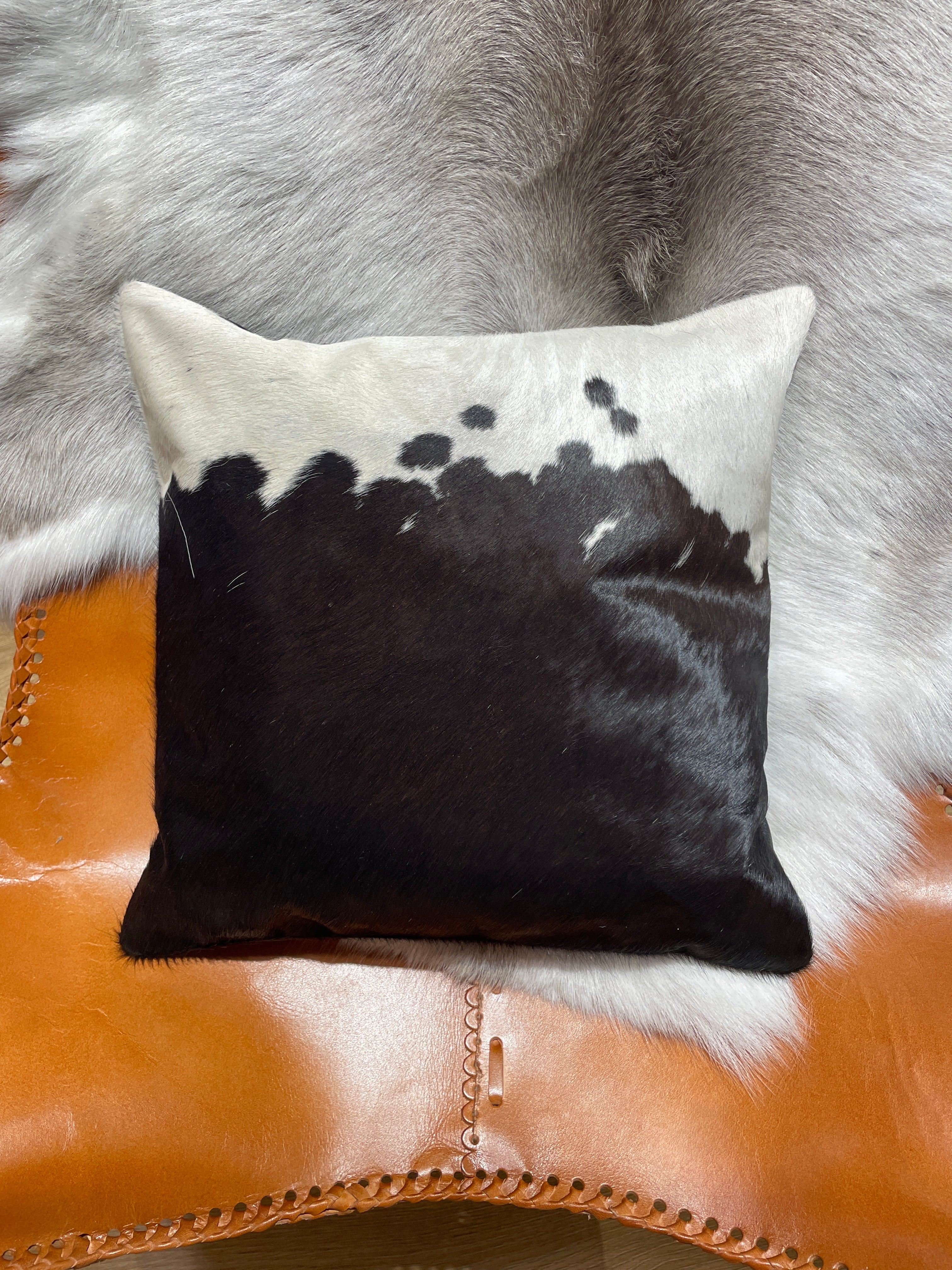 Hide and leather Cushion