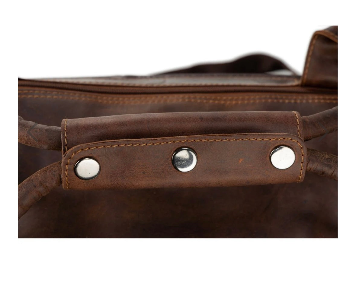 Leather travel bag large