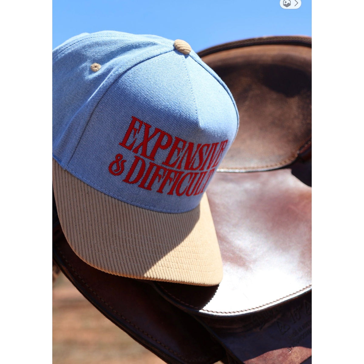 EXPENSIVE DIFFICULT Denim Corduroy Trucker Hat