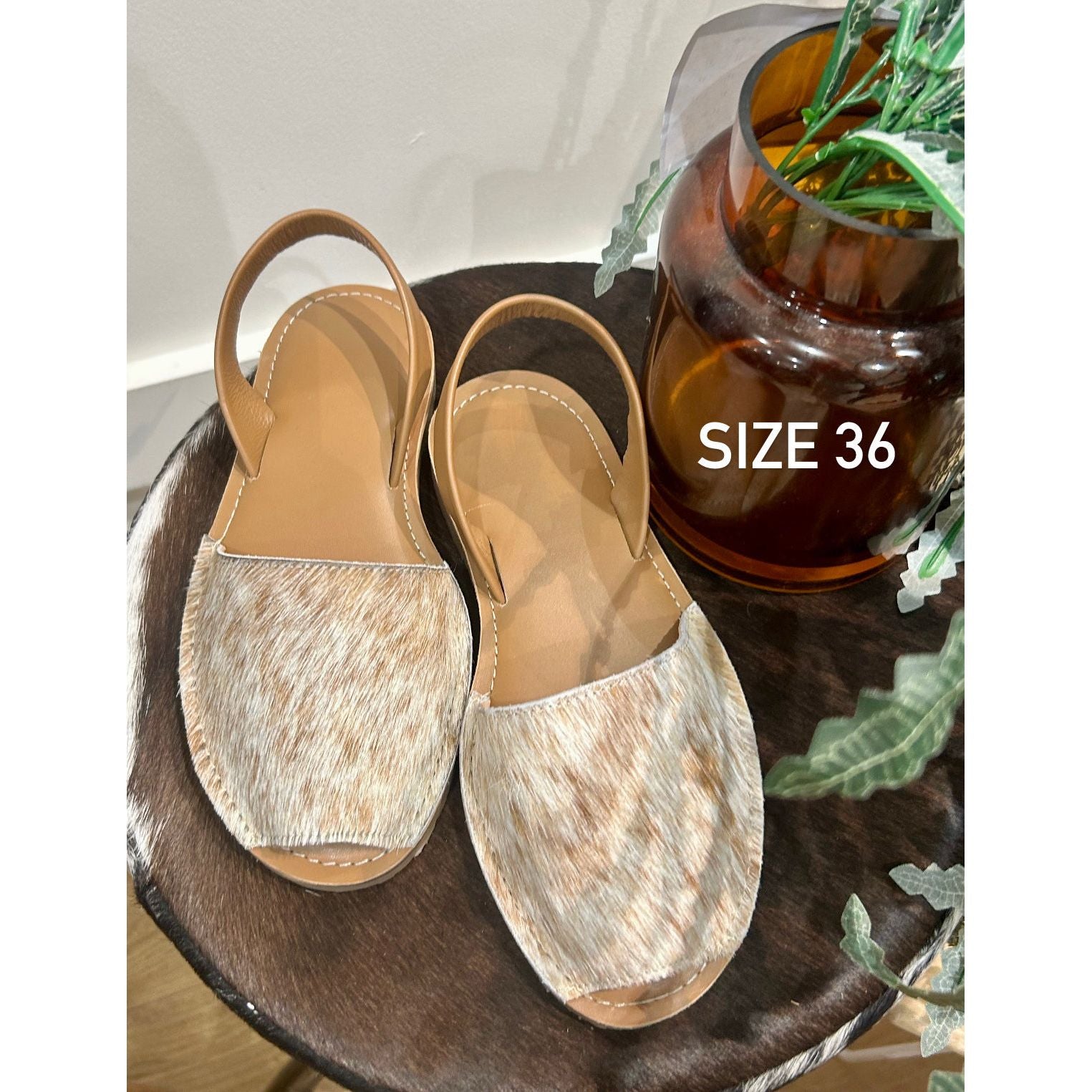 Tan Cowhide Shoes Sling Back