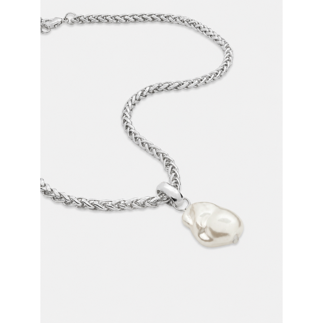 Organic Pearl Sterling Silver Plated Pendant Necklace
