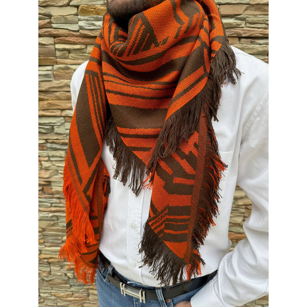 Triangle woven scarf Made in France - Acrylic Wool