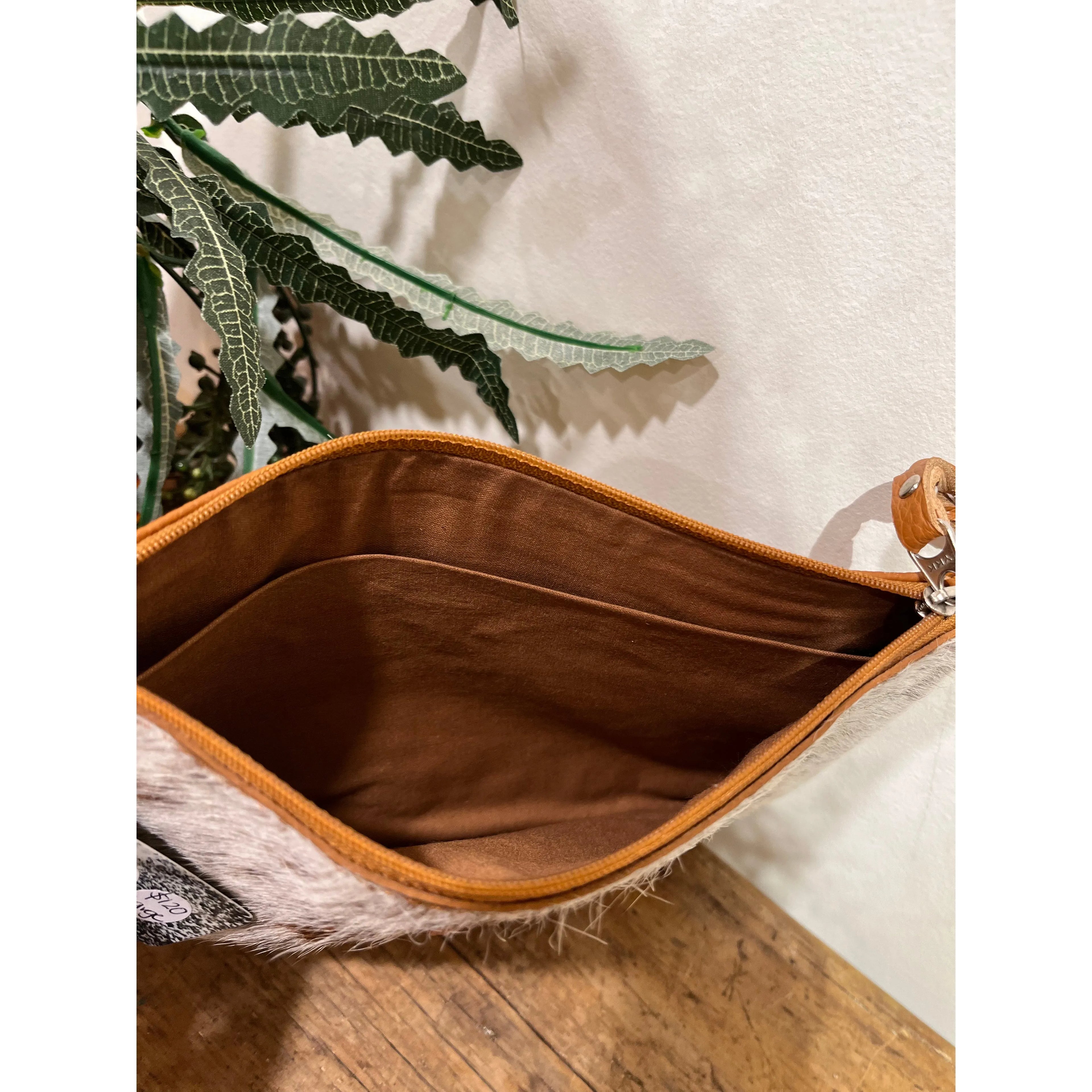 Large Hide Tan Clutch