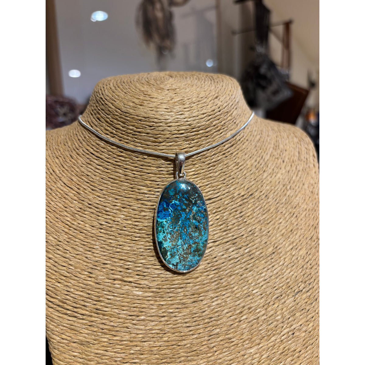 Turquoise Shattuckite Pendant Necklace