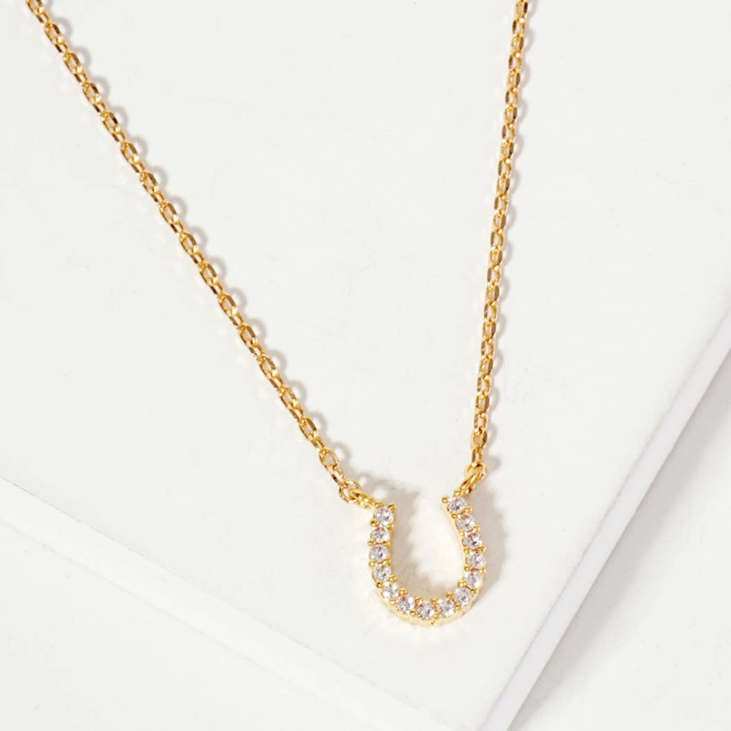 Horseshoe CZ Pendant Gold Dipped Necklace