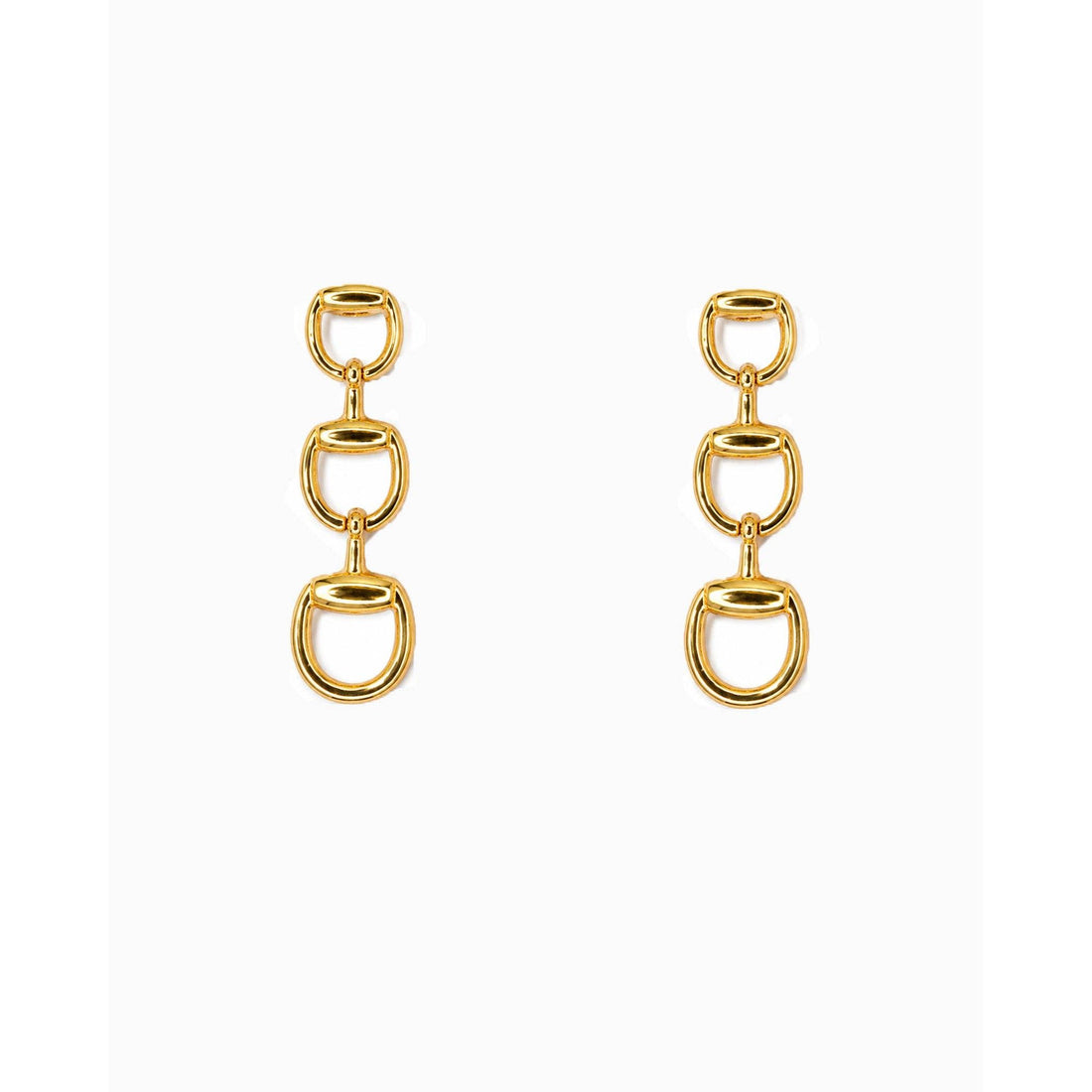 Triple Horsebit Link Drop Earrings