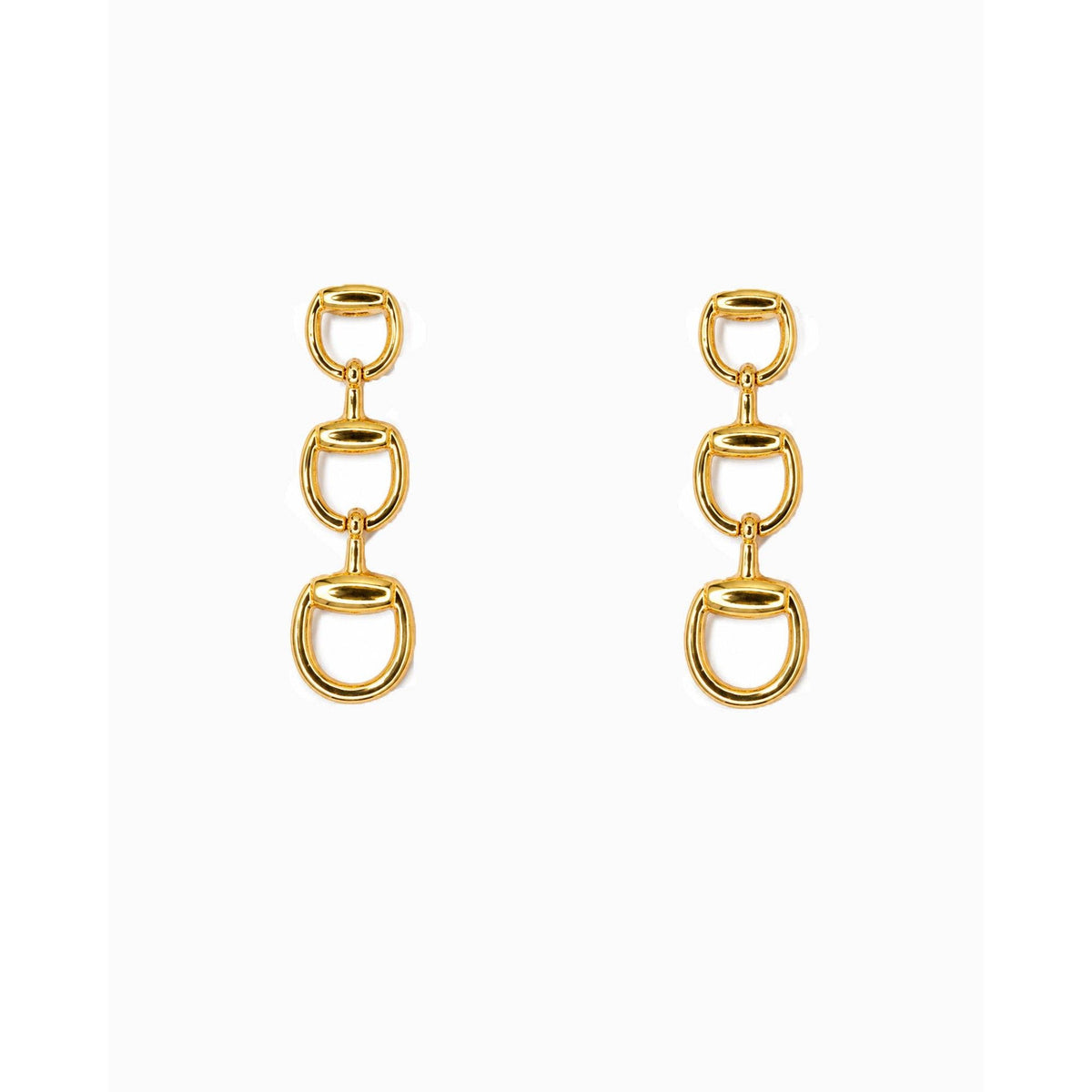 Triple Horsebit Link Drop Earrings