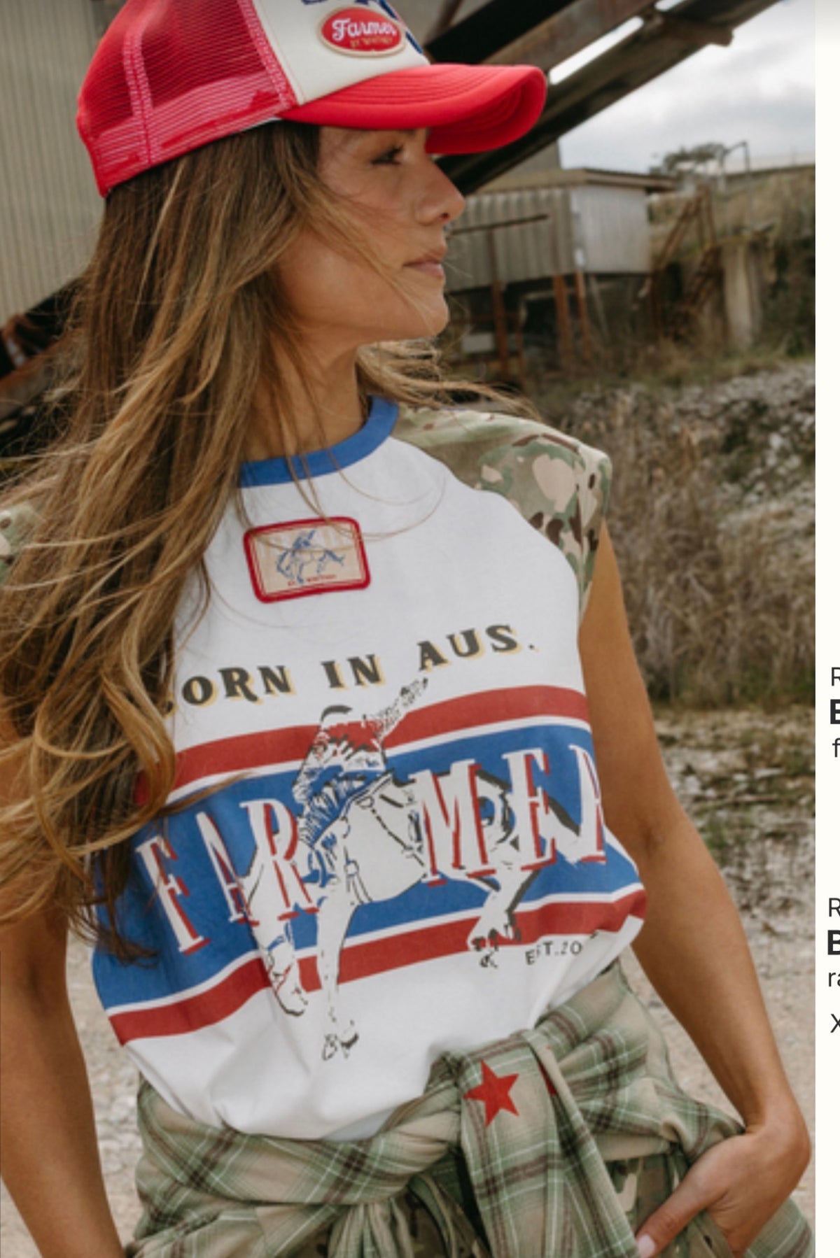 COMING SOON; PRE ORDER Farmer by Whitney Born In Aus Raglan Tank