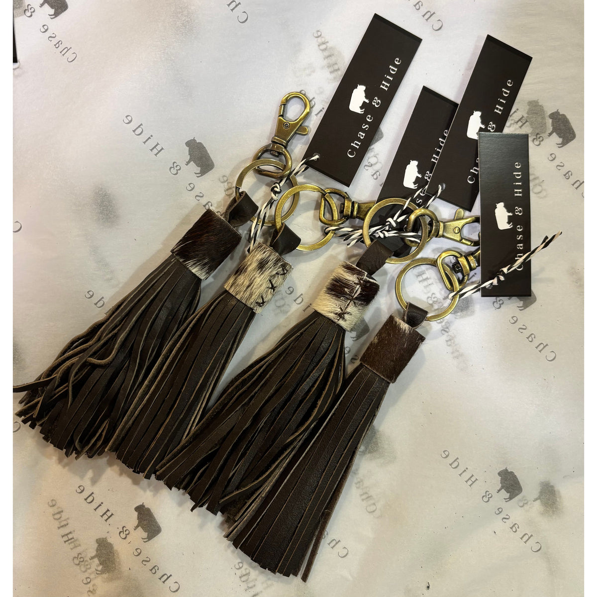 Hide and leather Tassel Keyring / Keychain