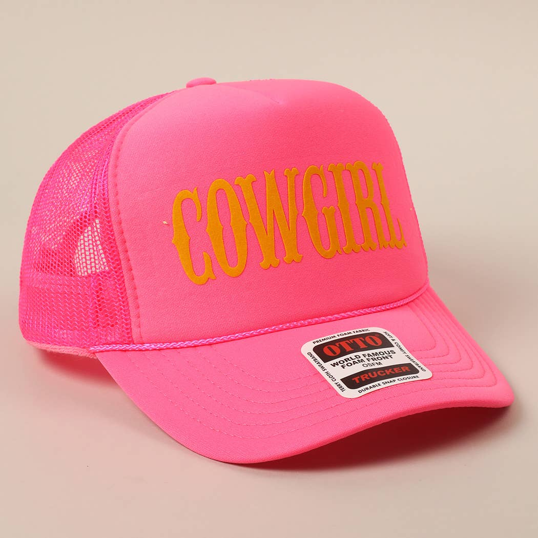 COWGIRL Text Logo Printed Mesh Back Trucker Hat