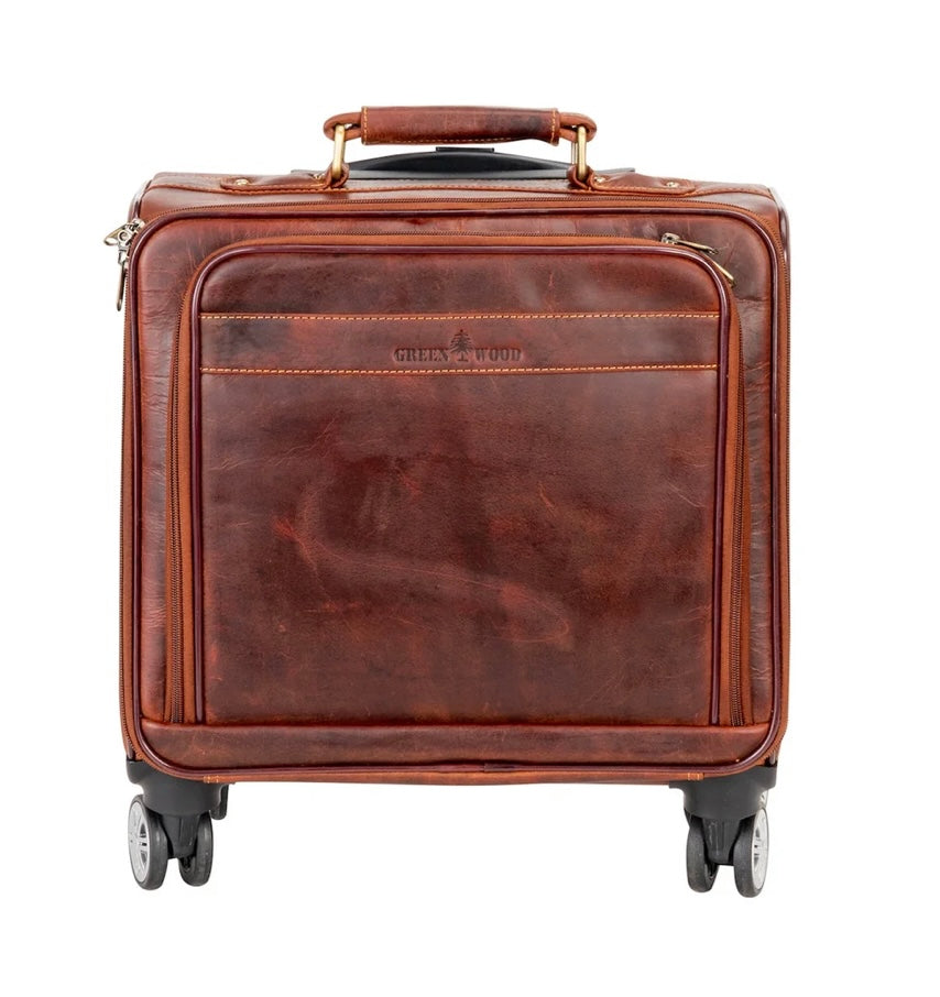 Leather Pilot Briefcase with wheels