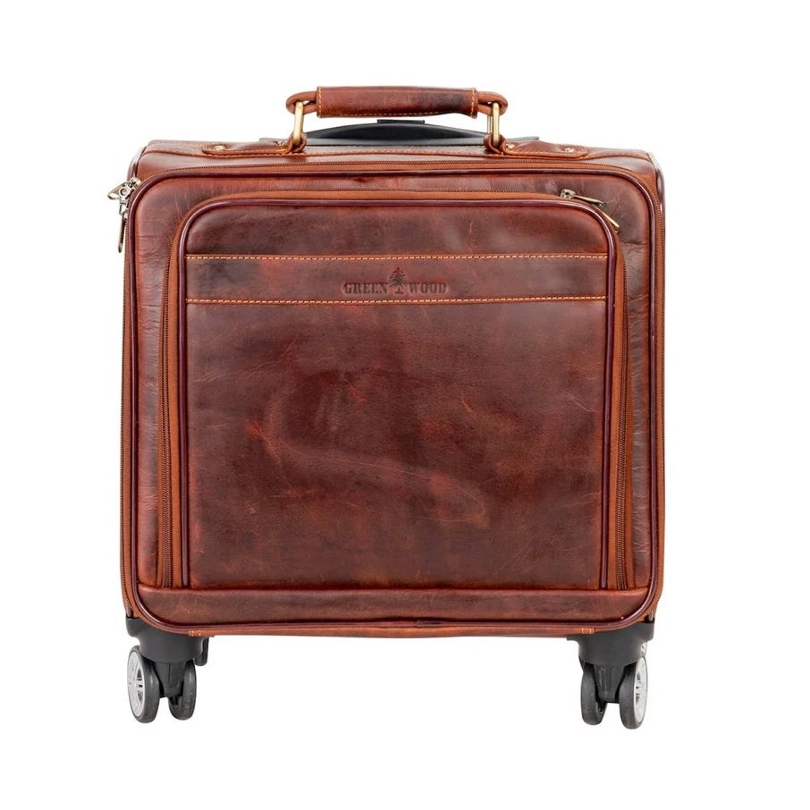 Travel Leather Pilot Briefcase with wheels
