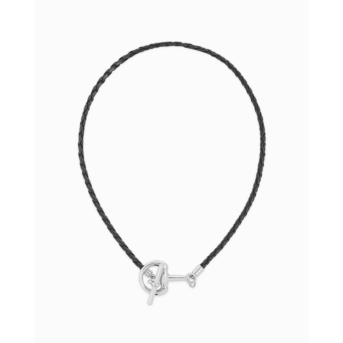 Horsebit Toggle Braided Leather Cord Necklace
