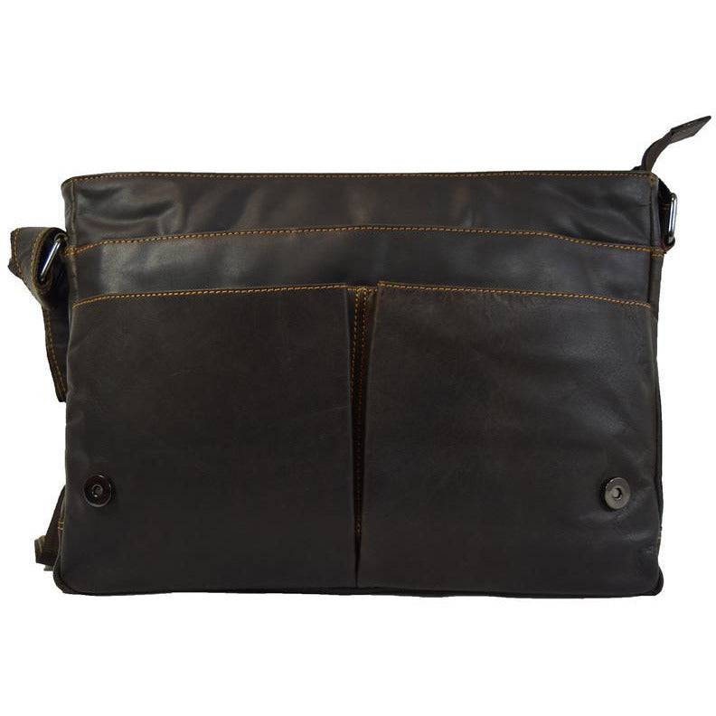 Leather Shoulder Laptop Bag Brown Gent GW117BRN
