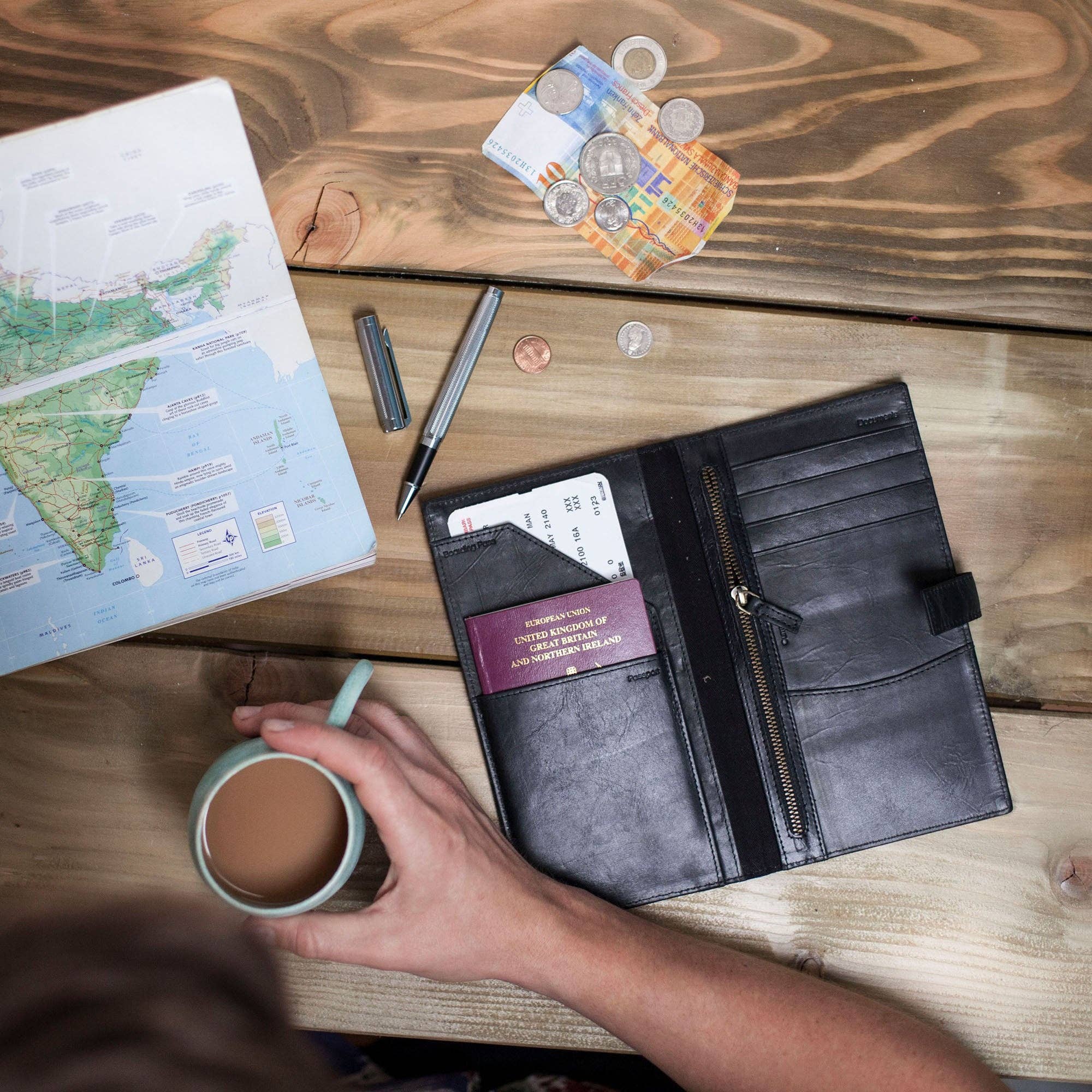 Black Leather Travel Wallet