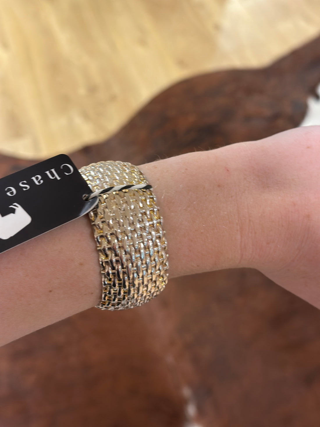 Silver and Gold Textured Bangle