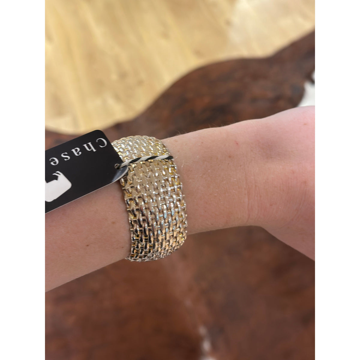 Silver and Gold Textured Bangle