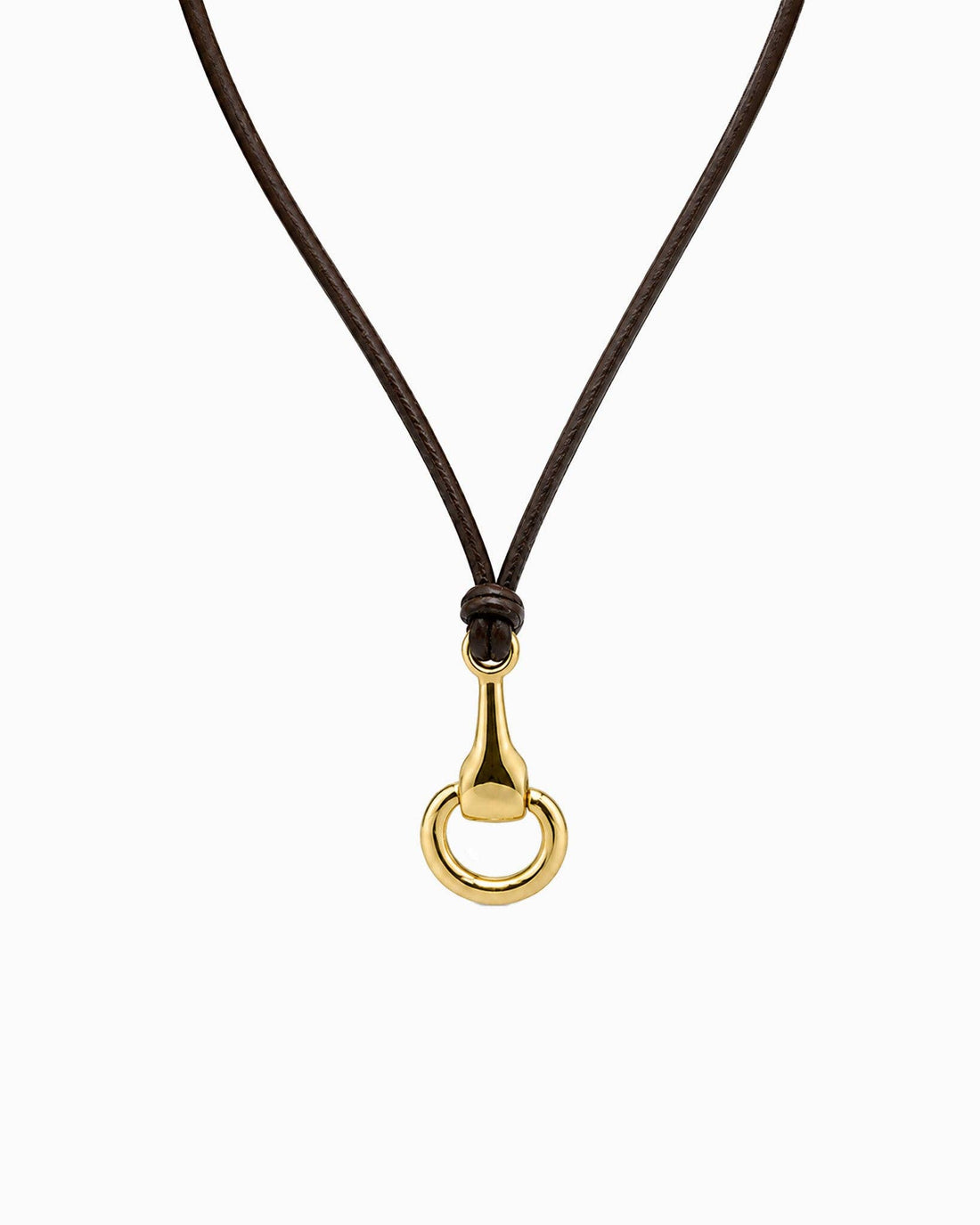Genuine Leather Horsebit Pendant Cord Necklace