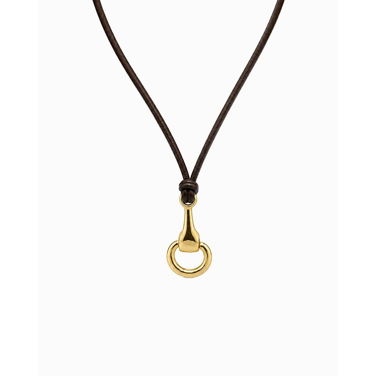 Genuine Leather Horsebit Pendant Cord Necklace