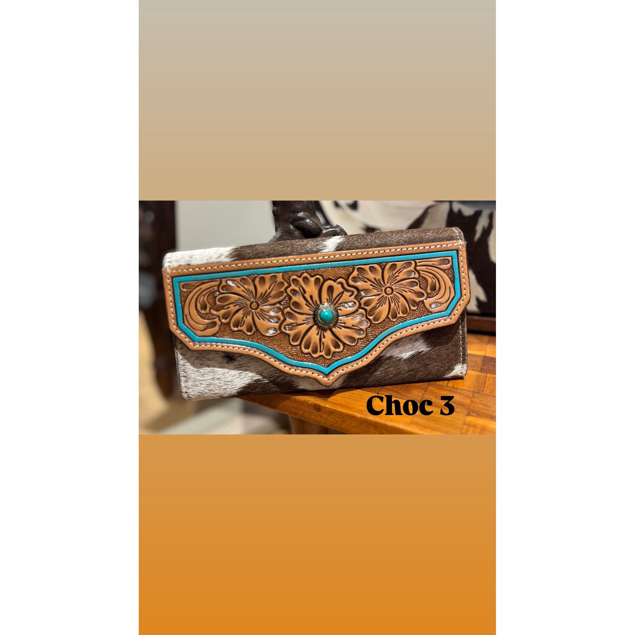 Hand Painted Tooling Leather Trifold Wallet – AW30