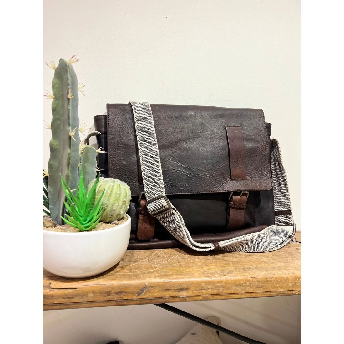 Chocolate Large Leather Laptop Satchel