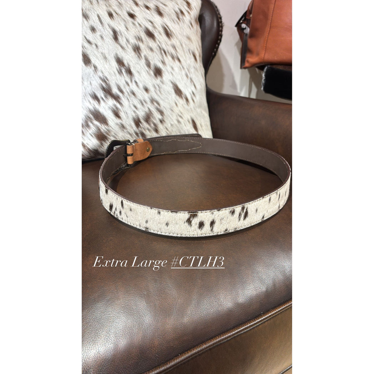 Chocolate Tooled Leather and Hide Belt