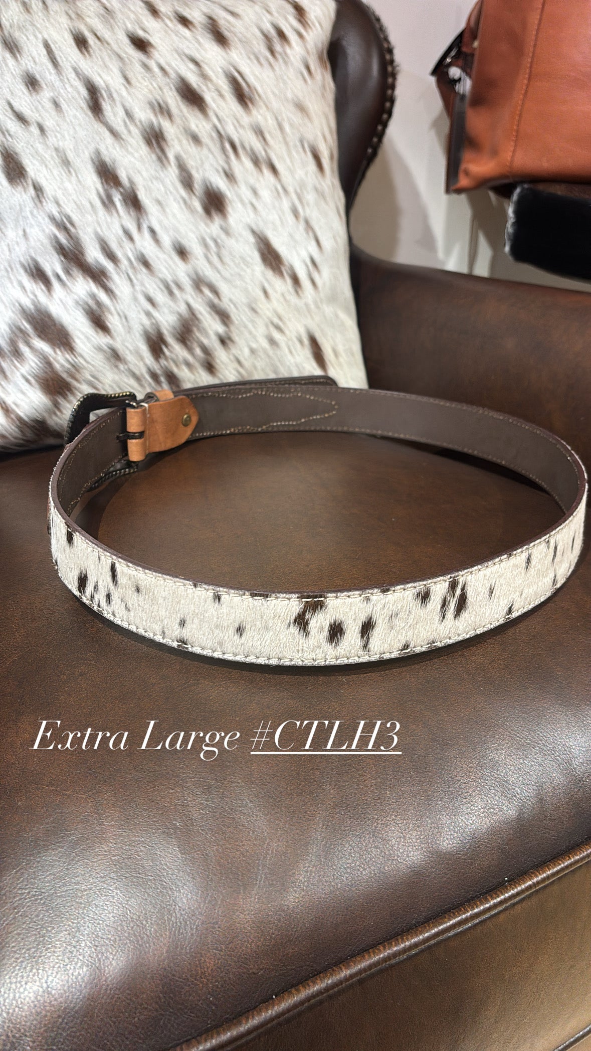 Chocolate Tooled Leather and Hide Belt