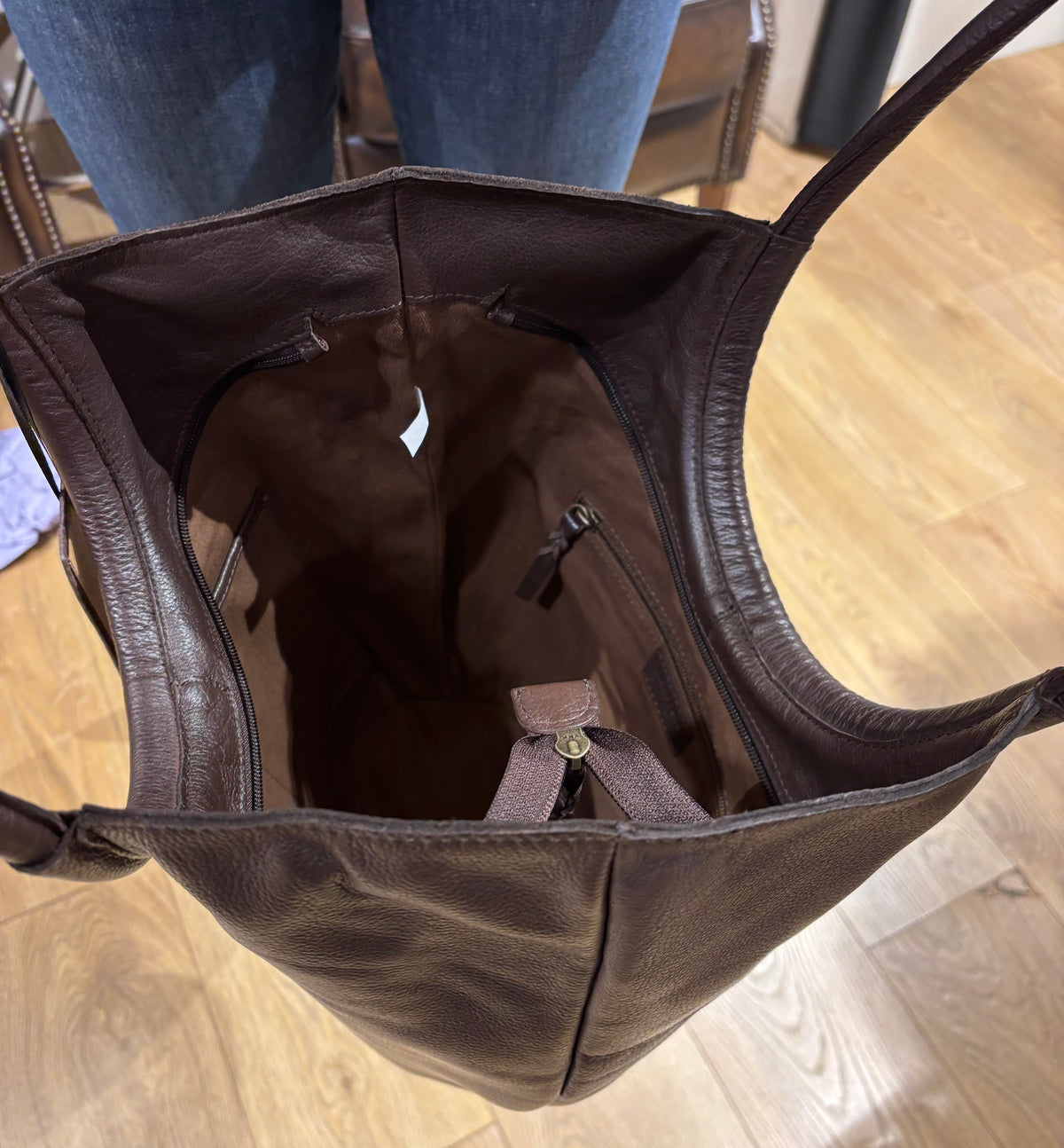 Vintage Leather Large Bucket Bag Brown 7980