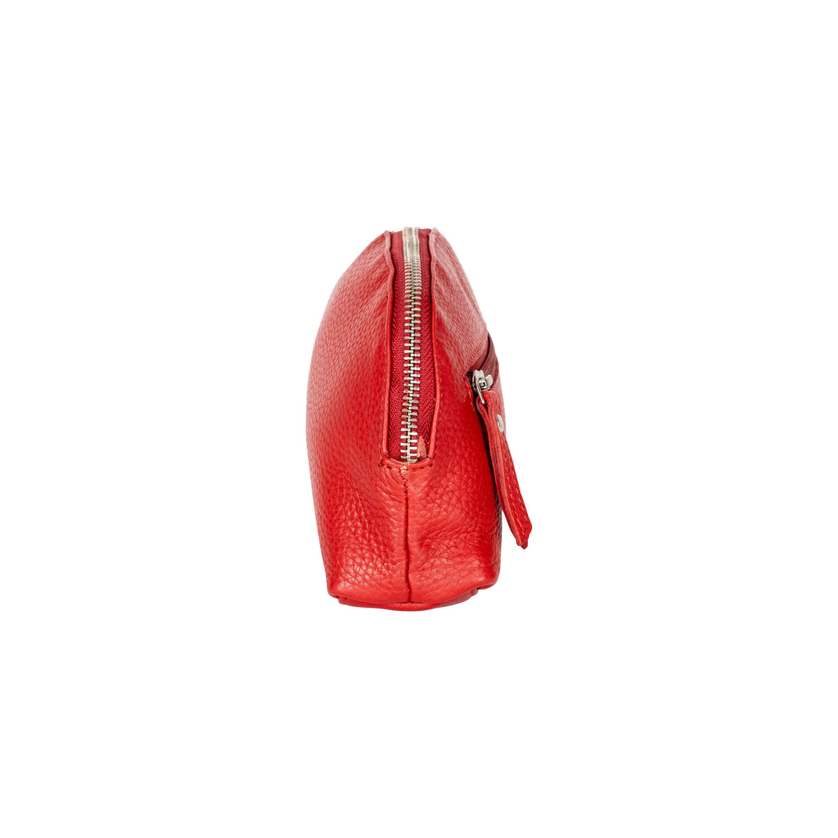 Classic Red Leather Zip Coin Pouch