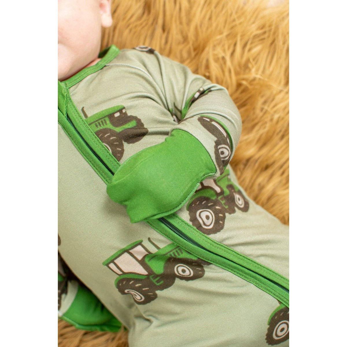 Classic Green Tractor Baby Bamboo Zippy