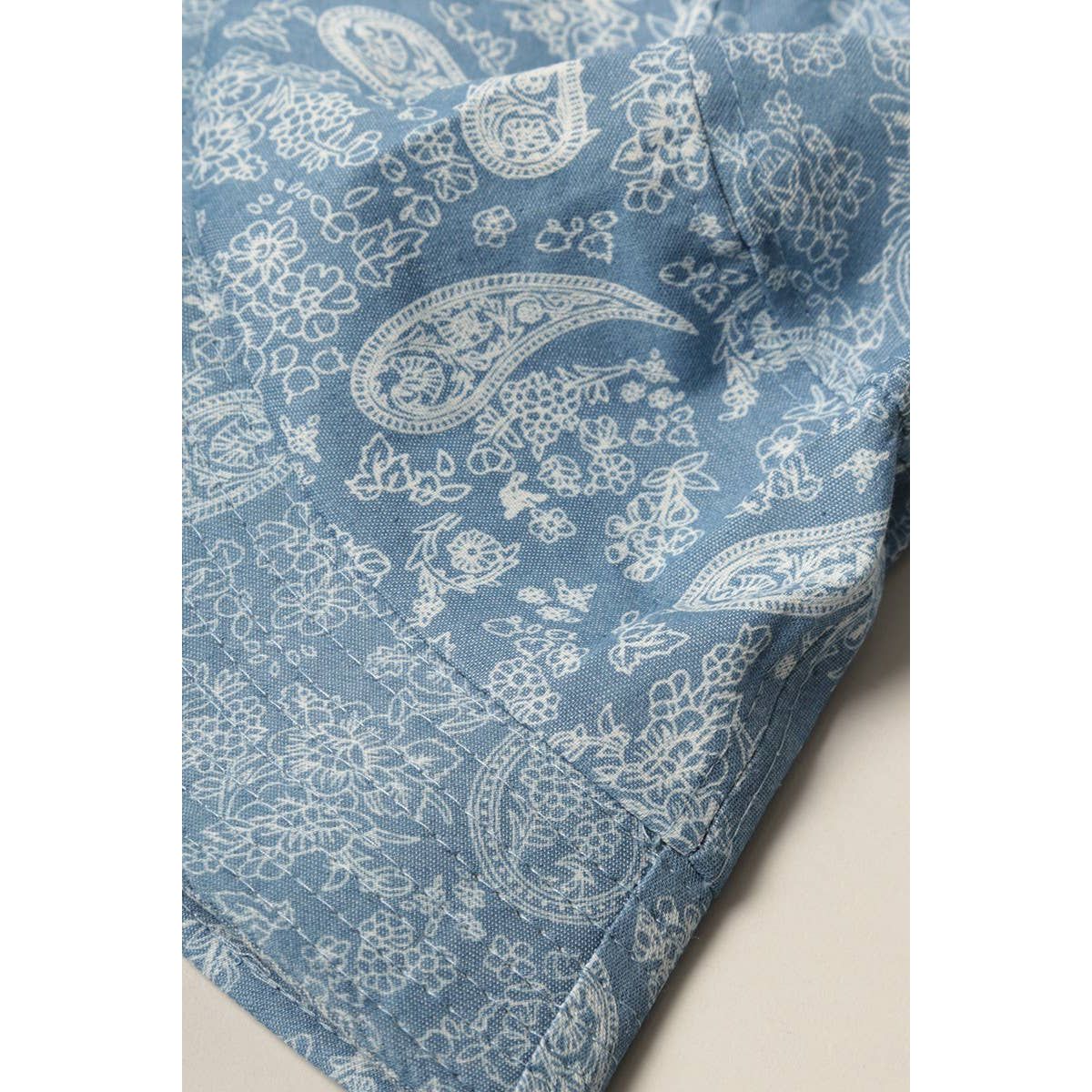 Paisley Print Denim Cotton Bucket Hat