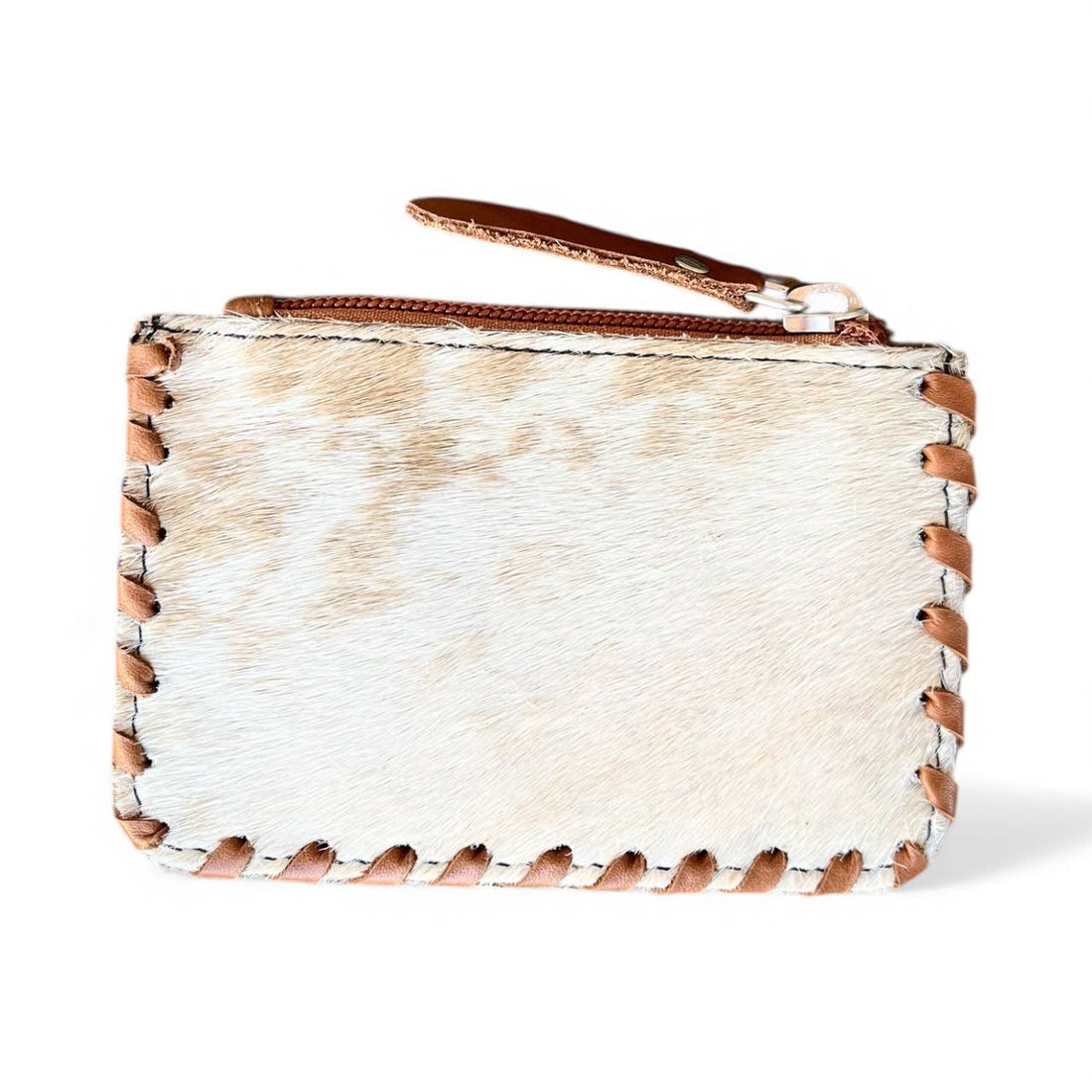 Rosita tooled leather & cowhide coin pouch