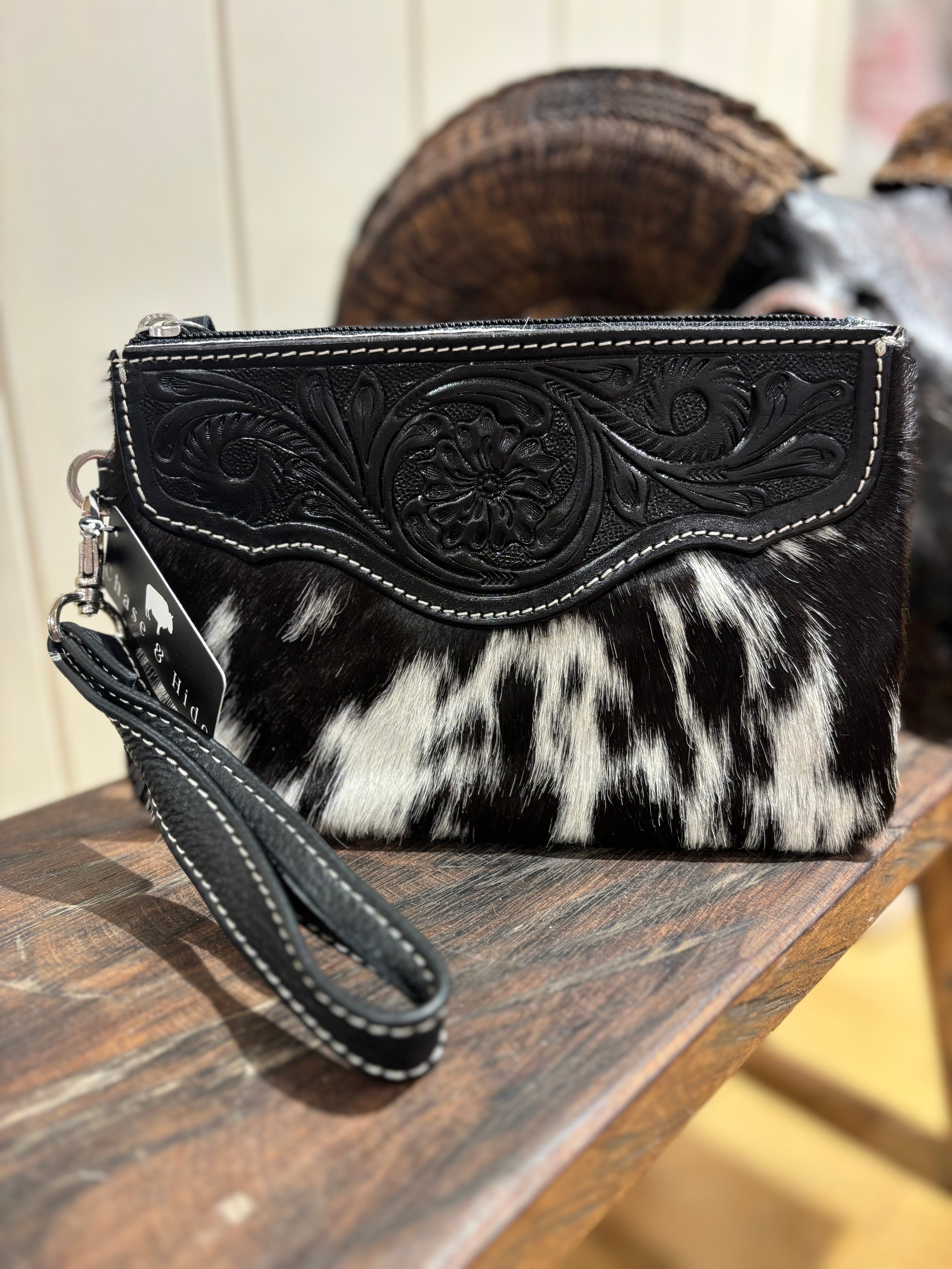 Mia Hide & tooled leather clutch