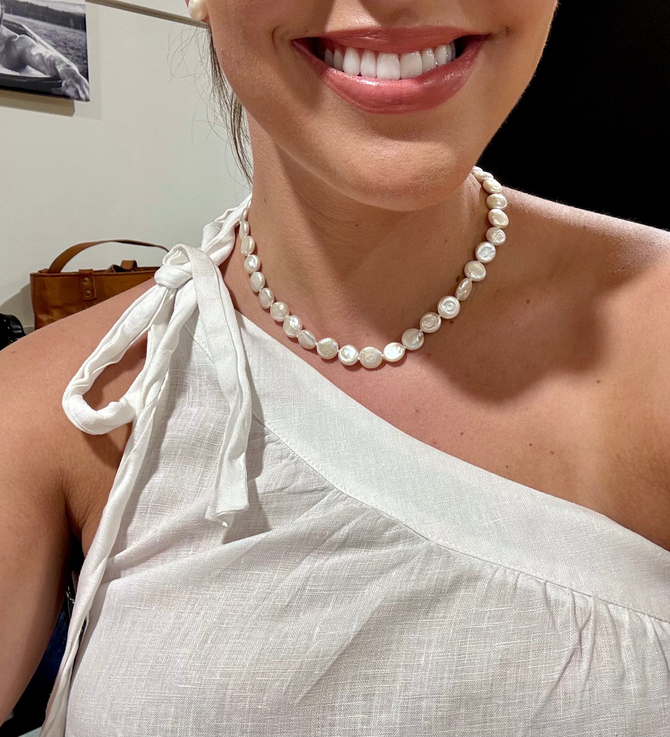 17” White Coin Pearl Necklace