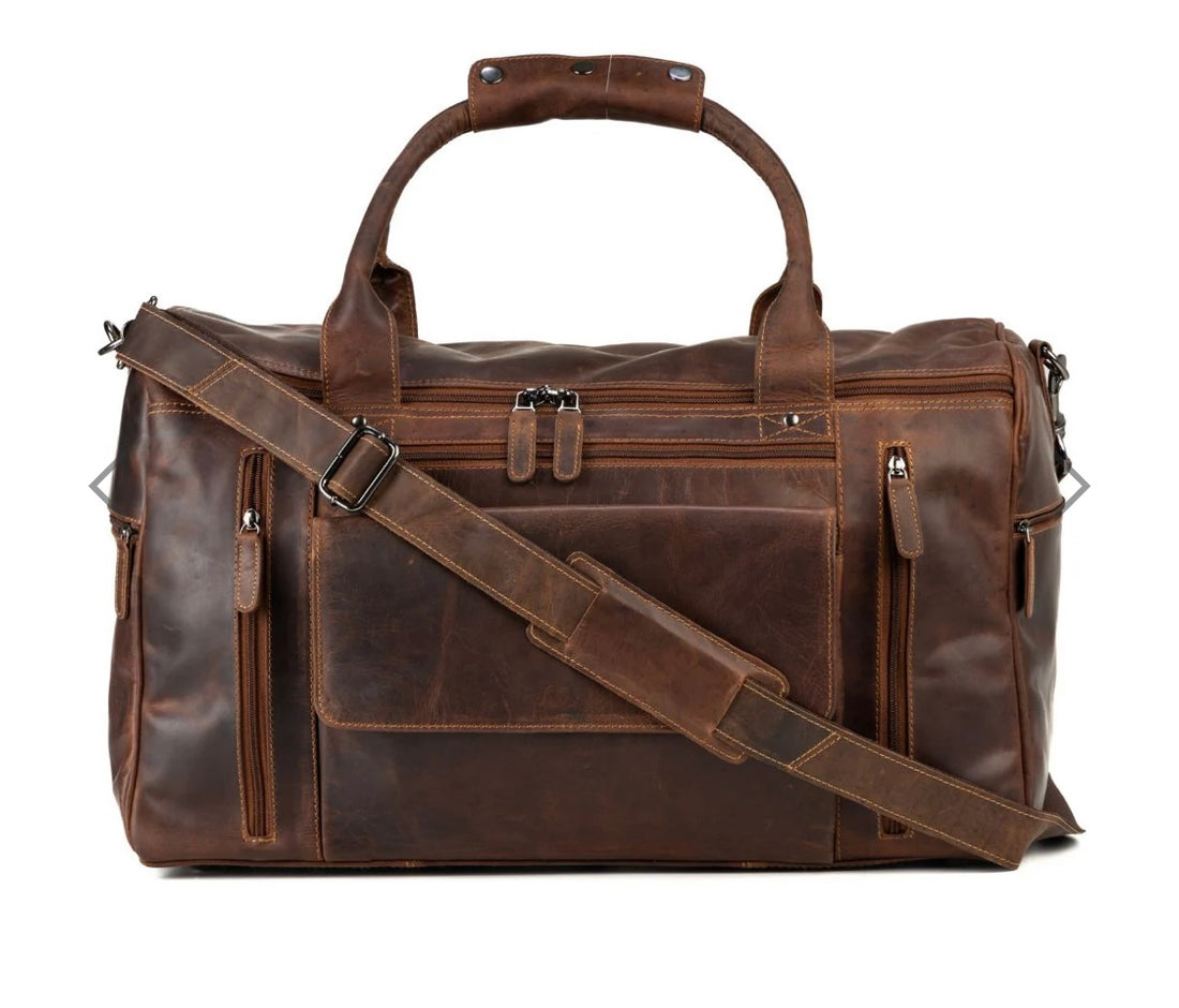 Leather travel bag large