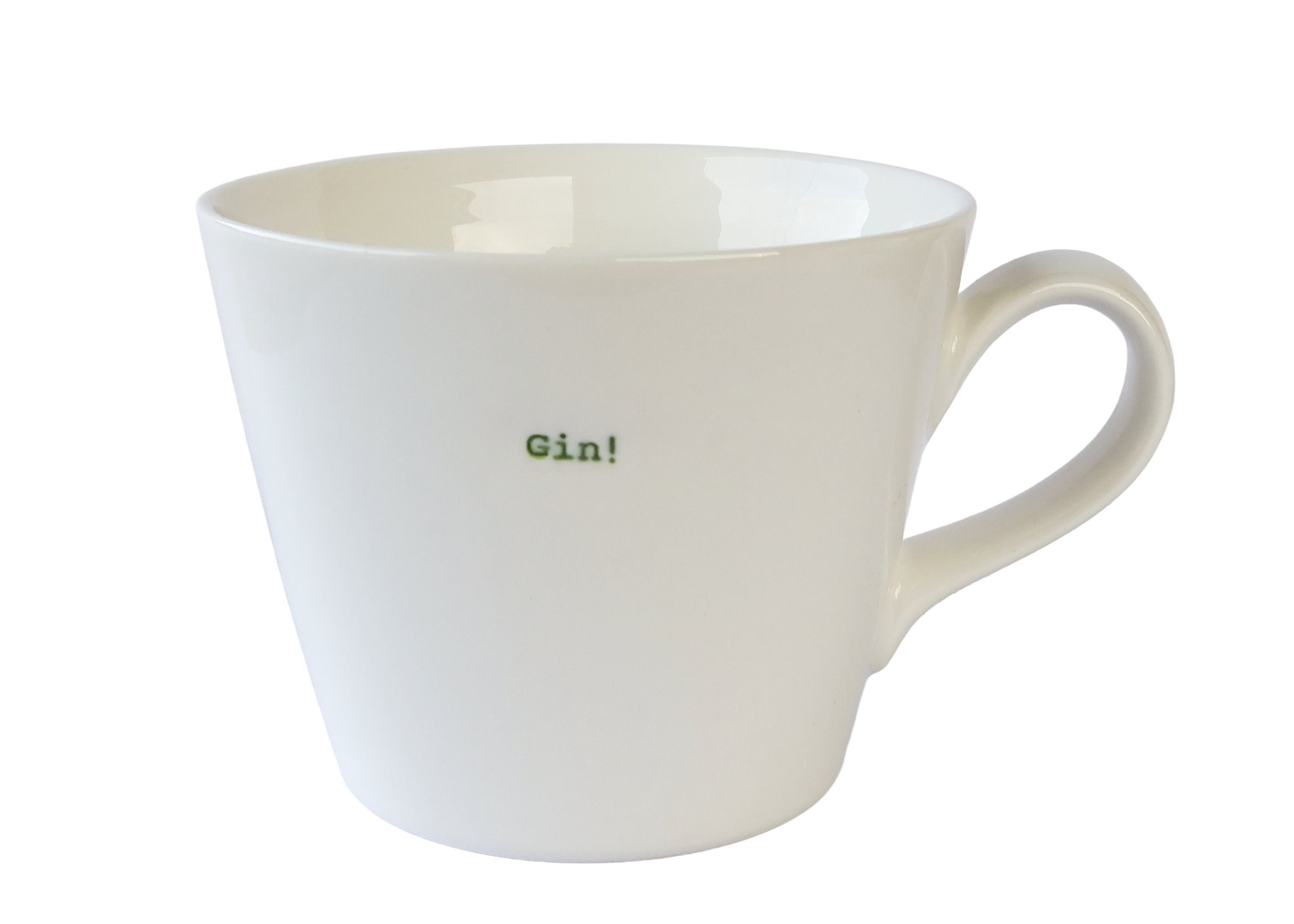 Word Bucket Mug - Gin! (Hand Embossed Green Text)