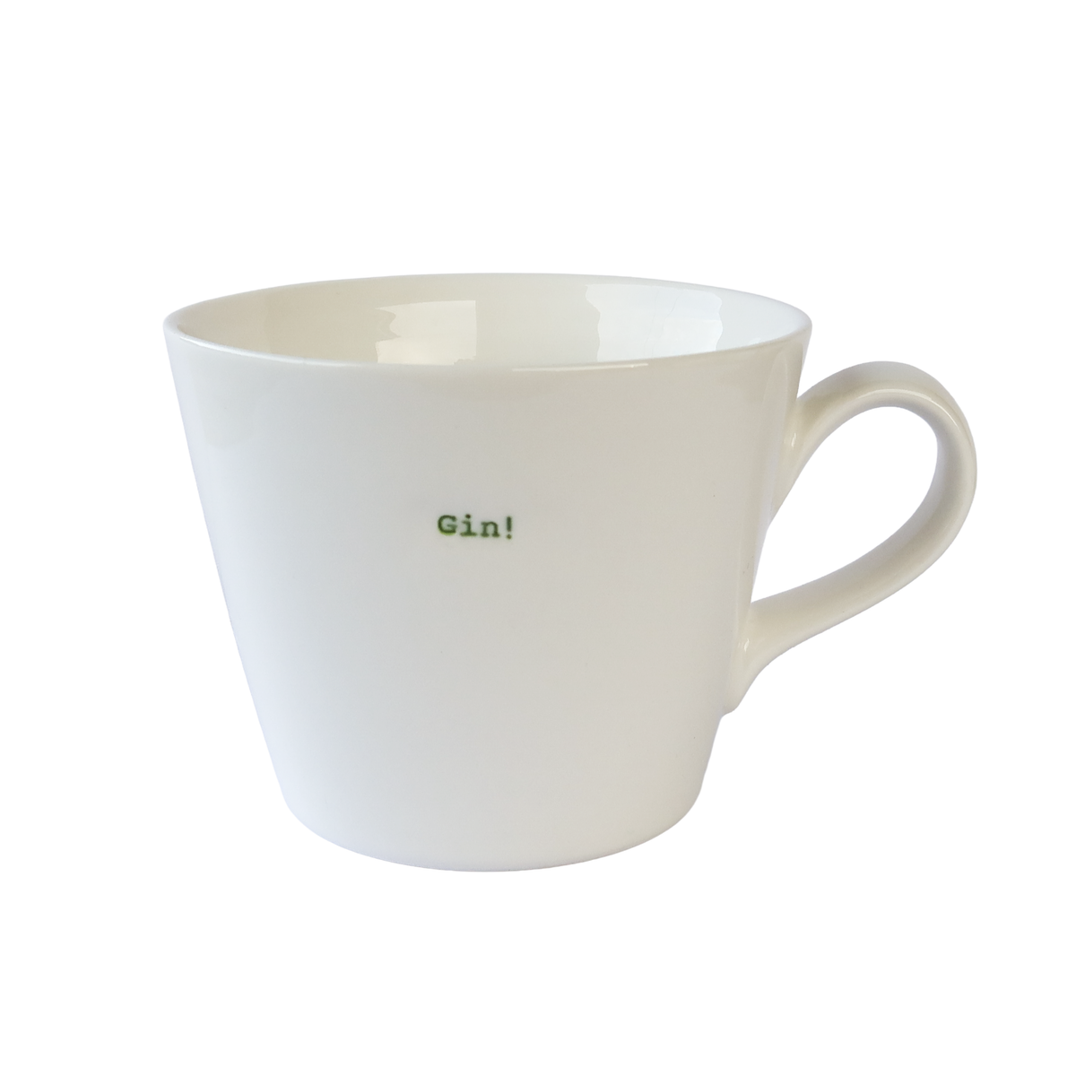 Word Bucket Mug - Gin! (Hand Embossed Green Text)