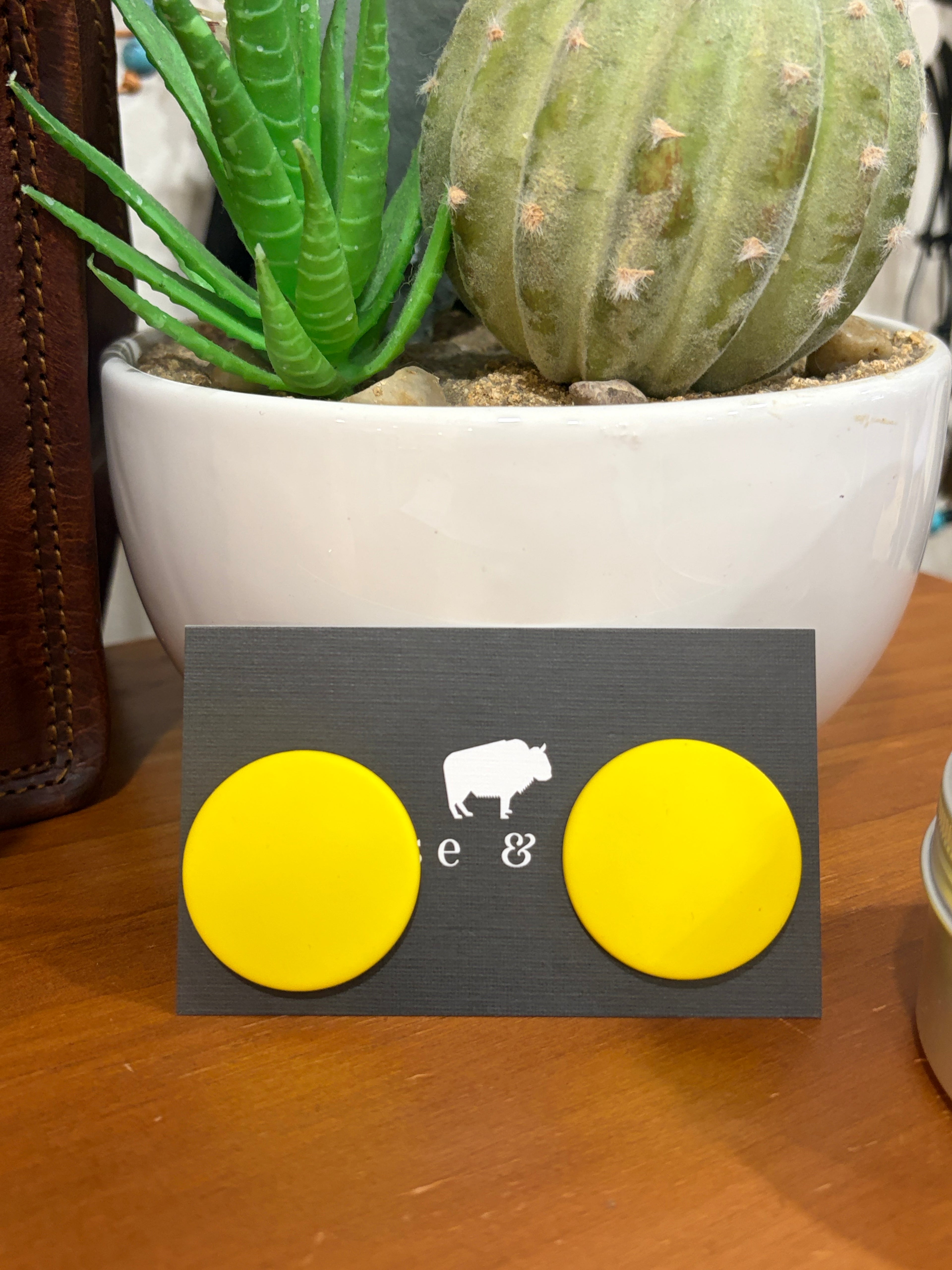 Large Button Solid Colour Earrings