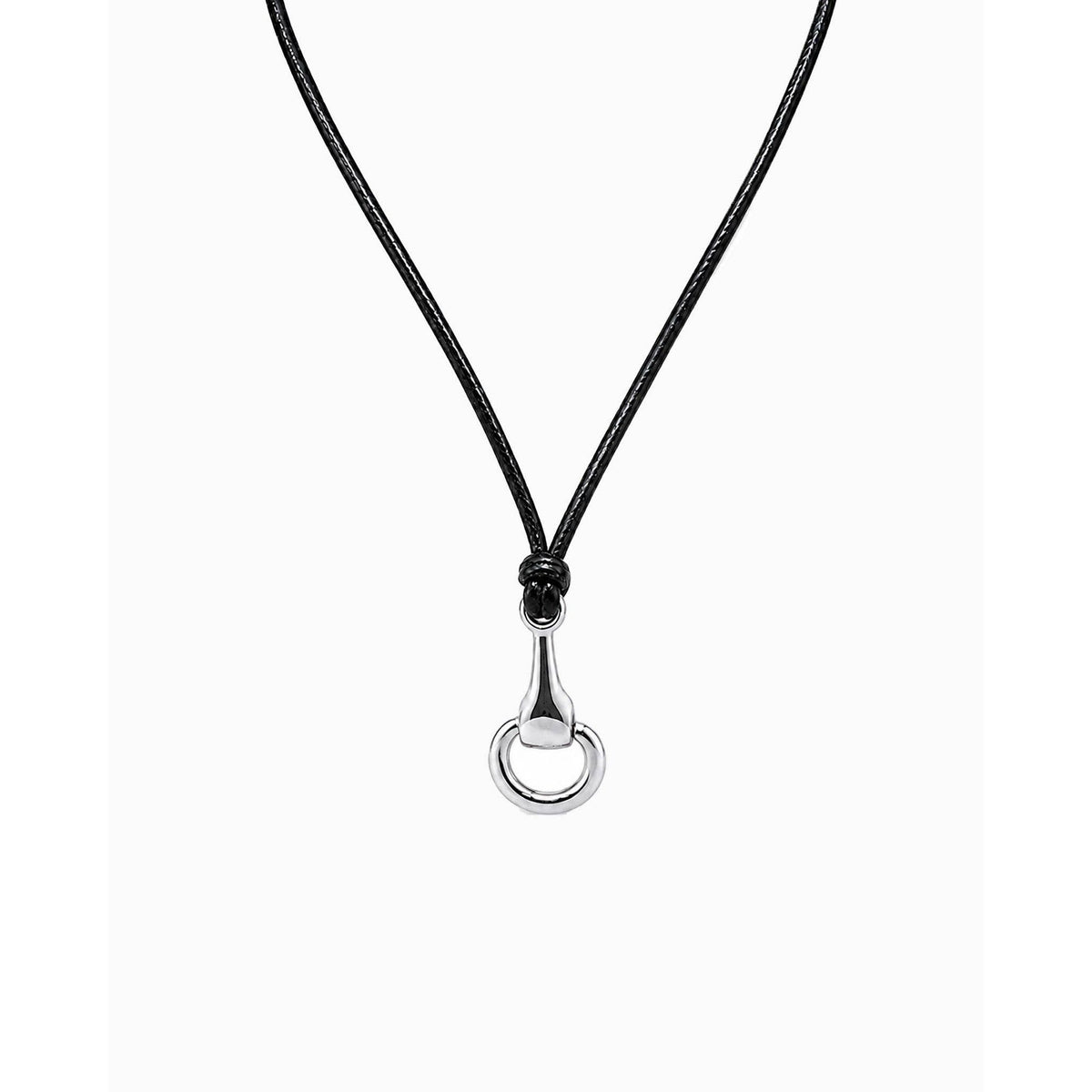 Genuine Leather Horsebit Pendant Cord Necklace