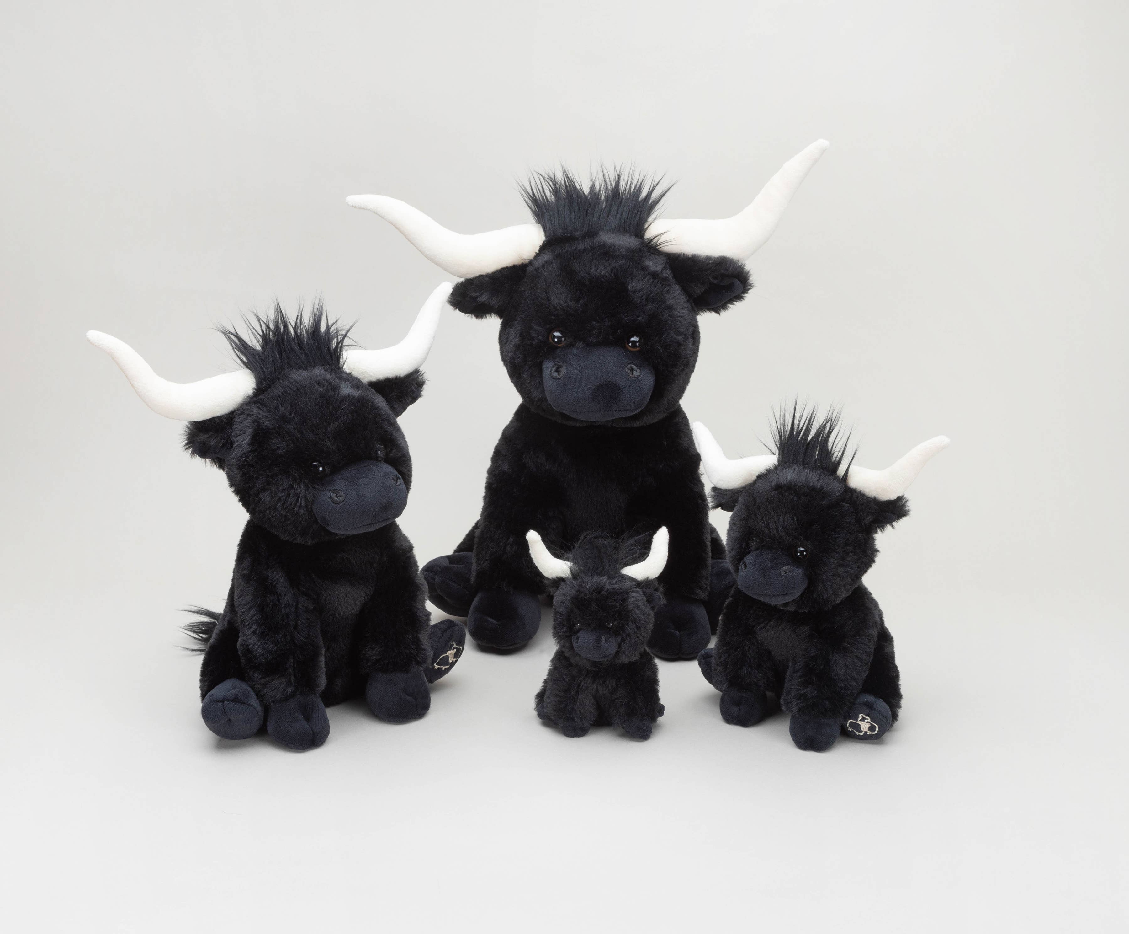 Black Medium Longhorn Highland Plush Cow - 23cm