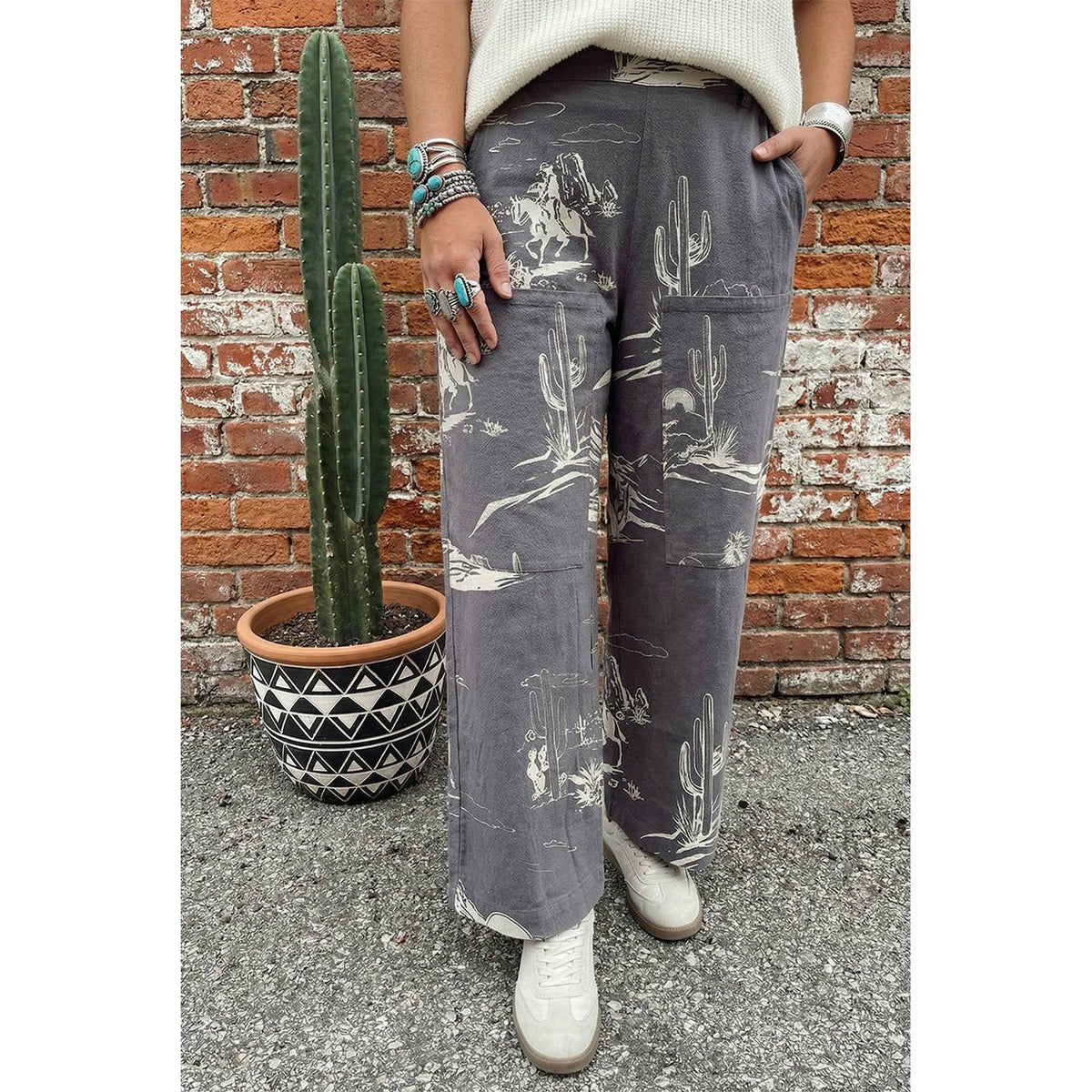 Summer Western Wild West Riding Vintage Printed Shift Jeans