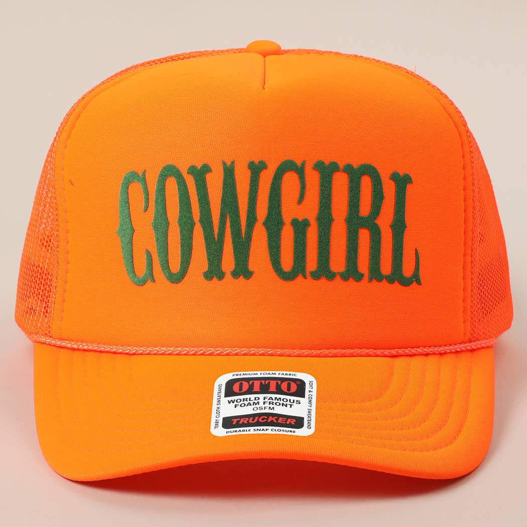 COWGIRL Text Logo Printed Mesh Back Trucker Hat