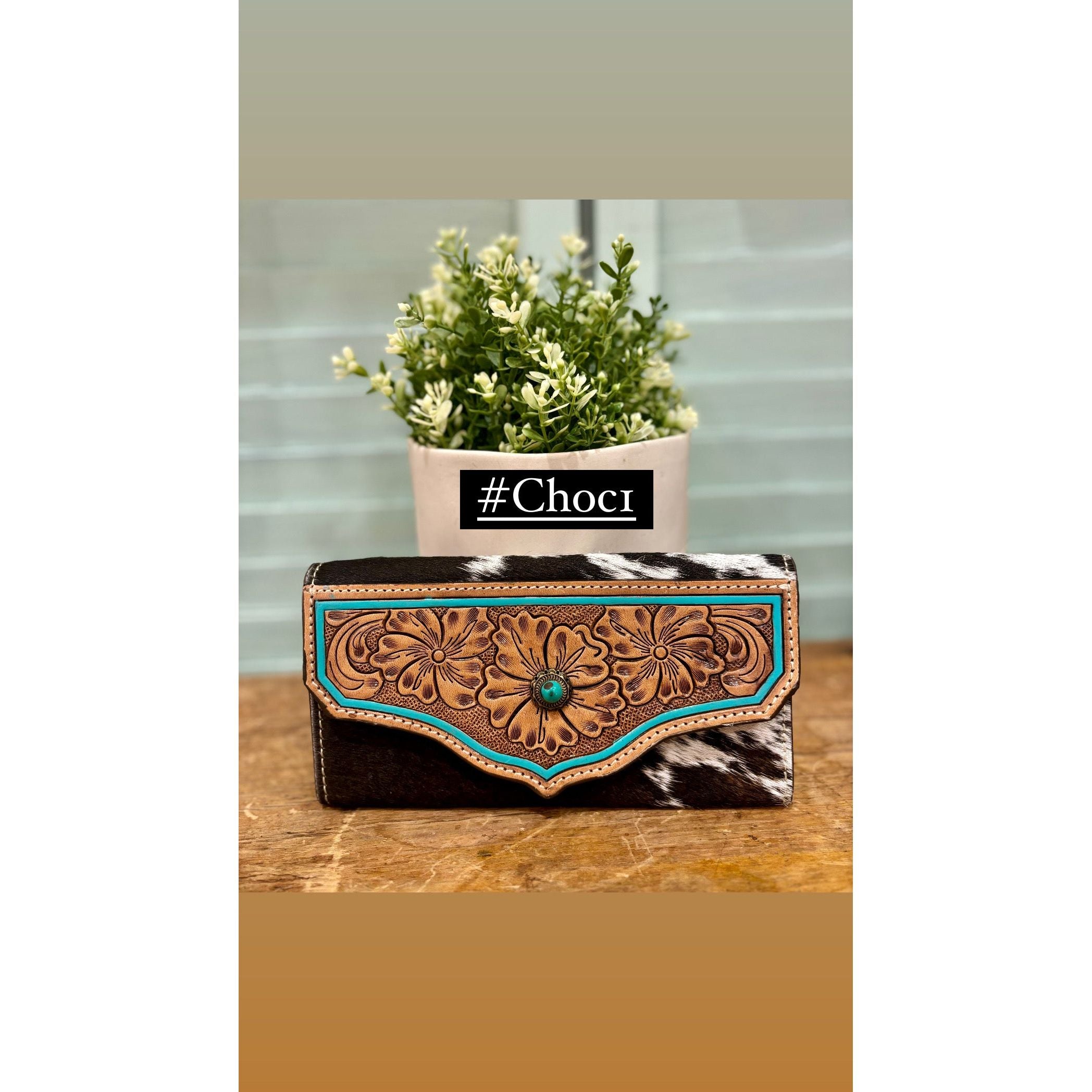 Hand Painted Tooling Leather Trifold Wallet – AW30