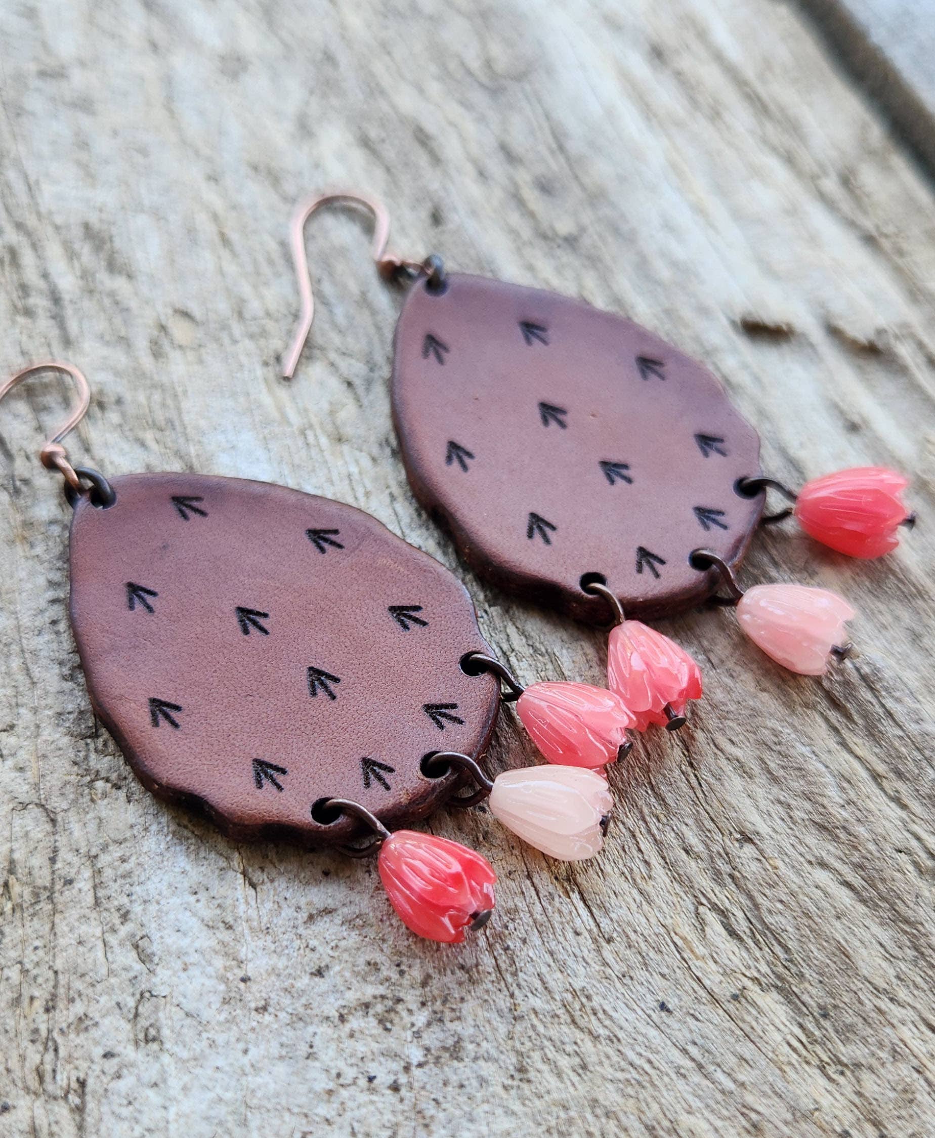 Cactus “Priscilla" Handmade Leather Prickly Pear Earrings