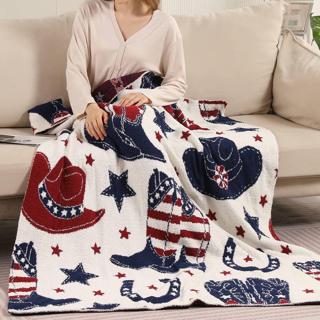 Cowgirl and Cowboy Print Soft Cozy Throw Blanket
