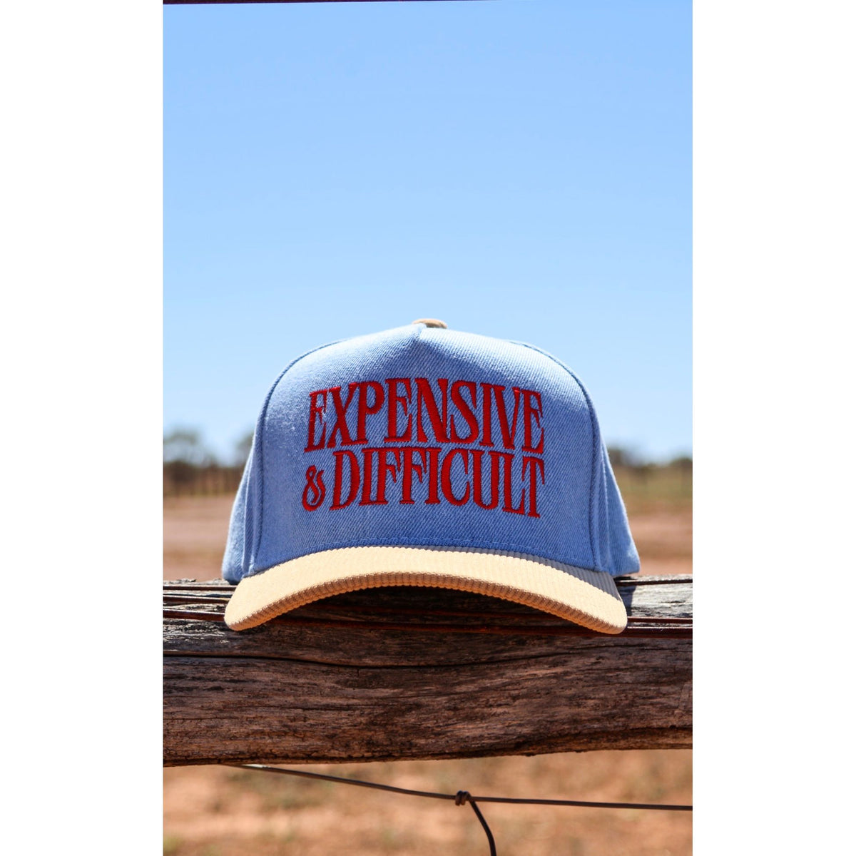 EXPENSIVE DIFFICULT Denim Corduroy Trucker Hat