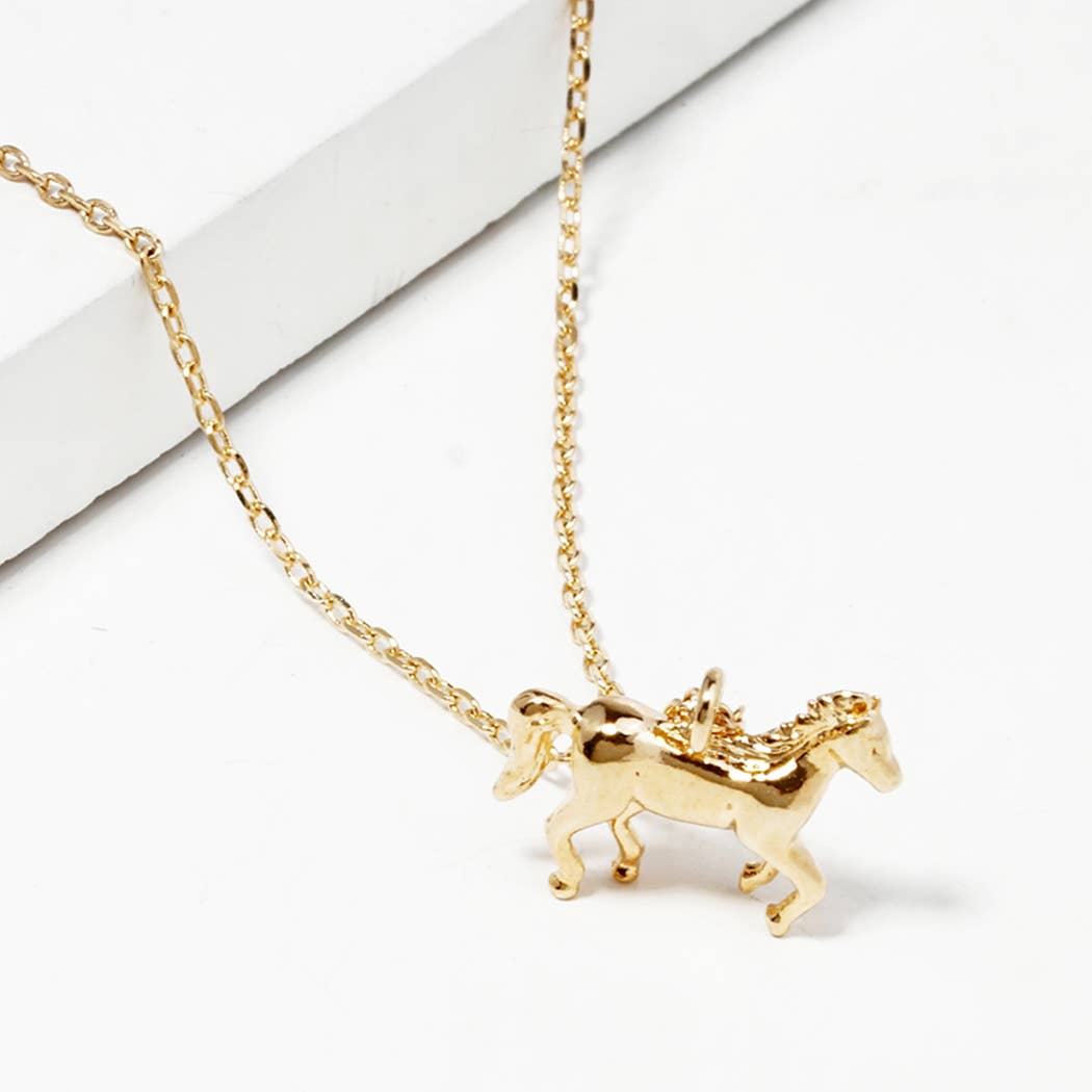 Silver Dipped Running Horse Figure Pendant Necklaces