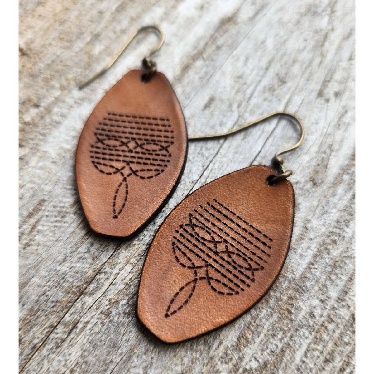 "Dallas" Handmade Tooled Leather Western Earrings
